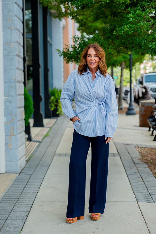 Nessa Tie Side Button Down Top