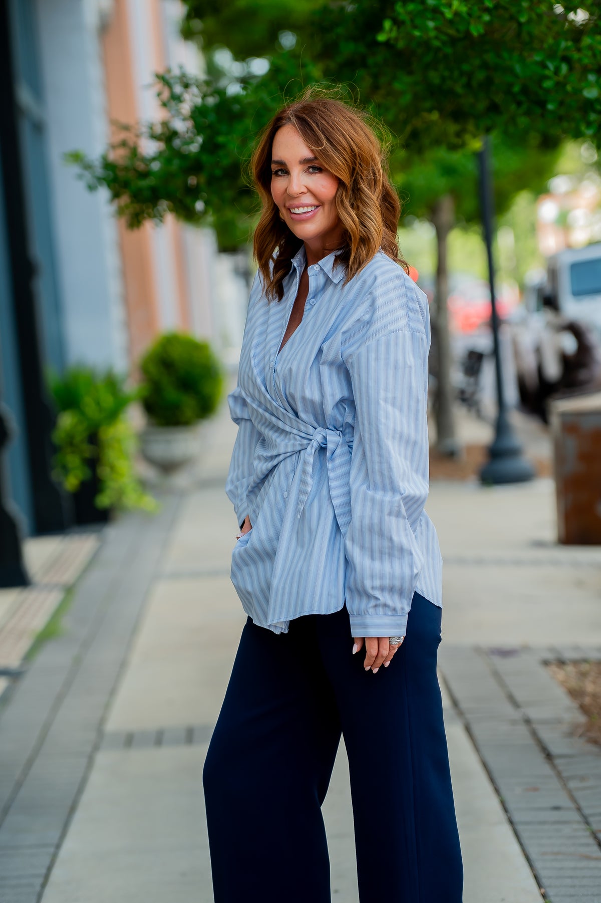 Nessa Tie Side Button Down Top