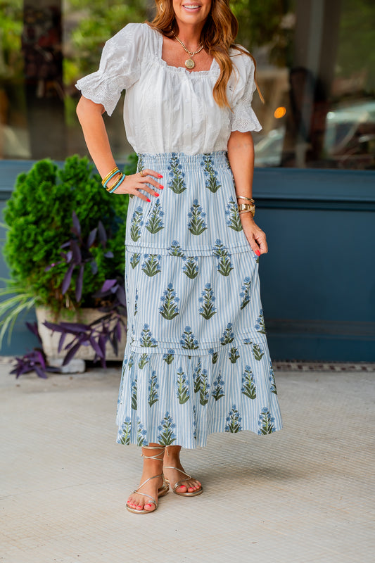 Tinsley Striped Floral Skirt