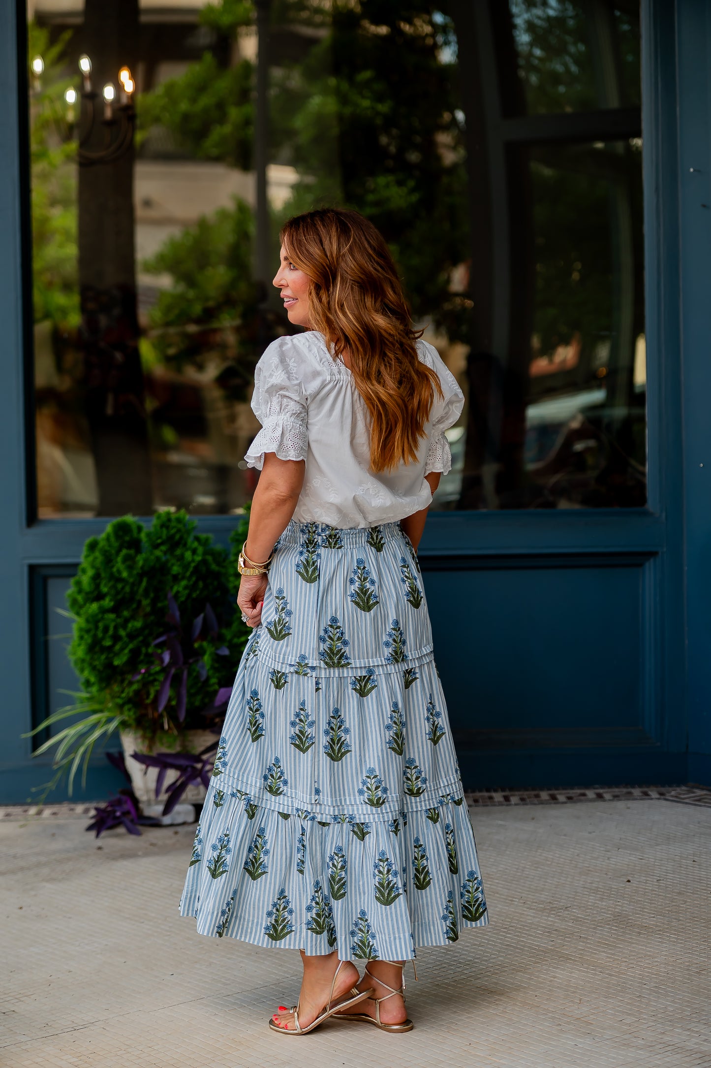 Tinsley Striped Floral Skirt