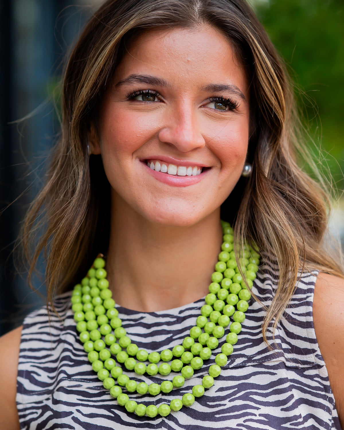 Mariam Beaded Layered Buckle Necklace Green