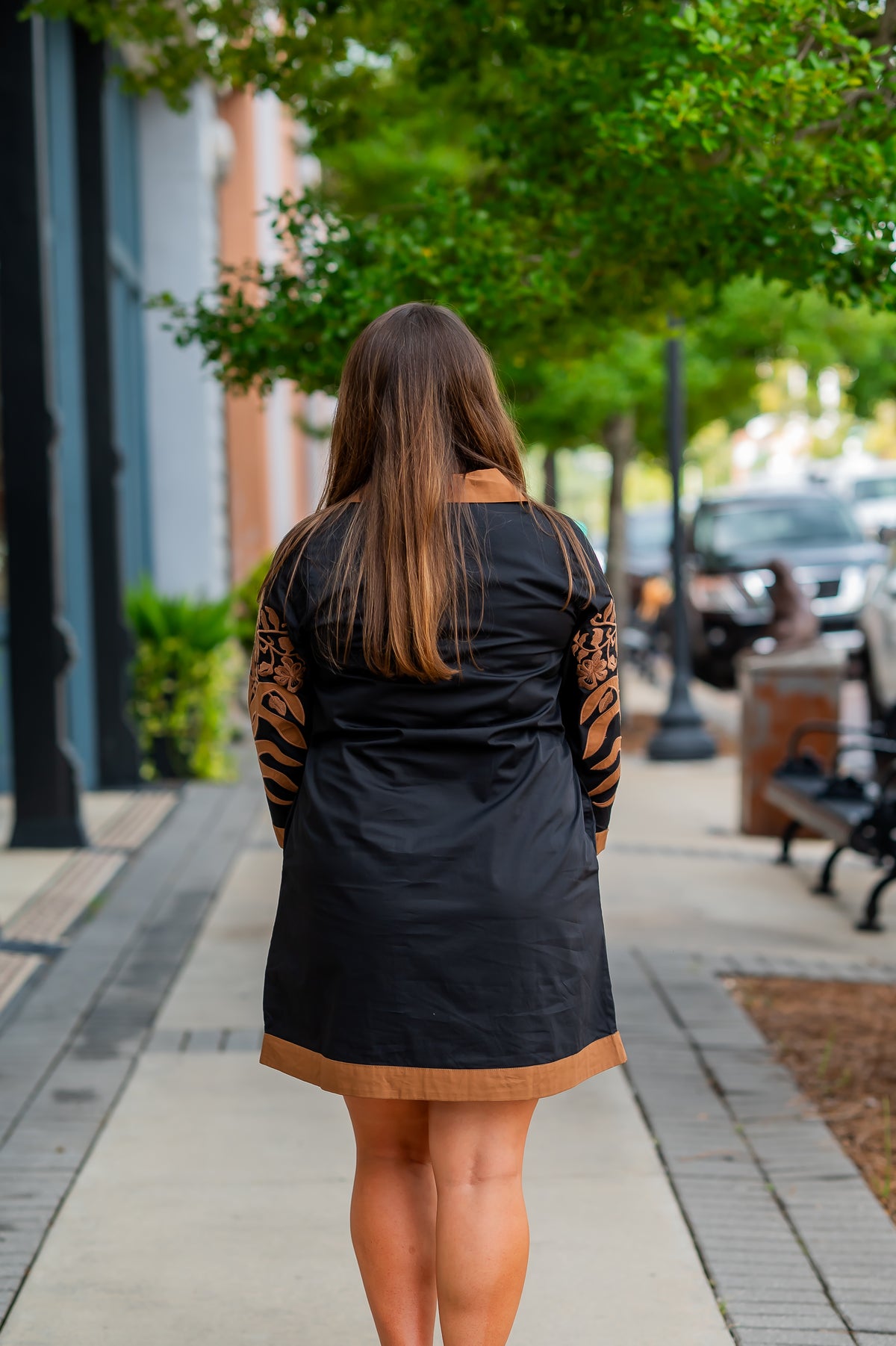 McCall Shift Dress-Black/Camel