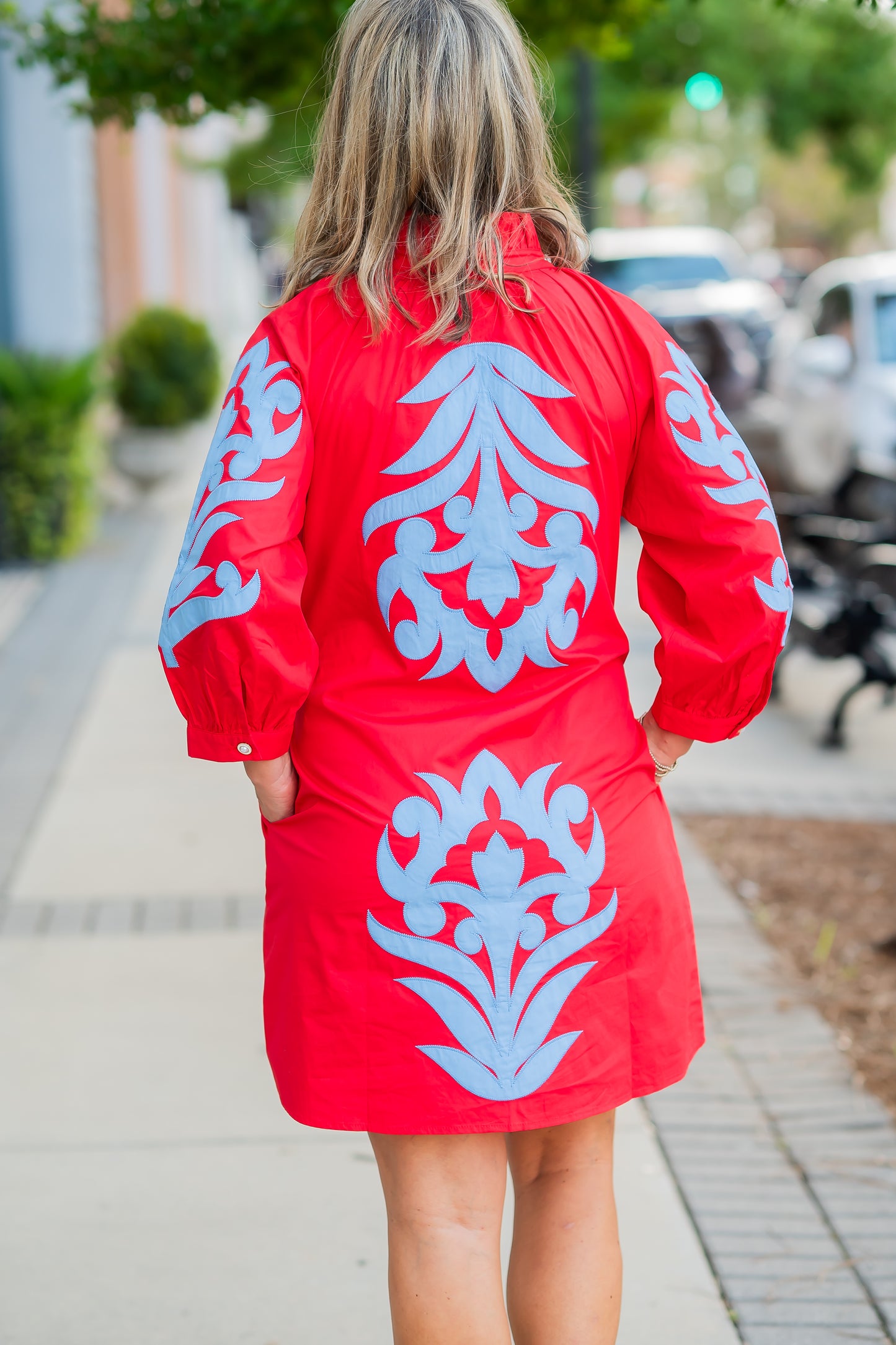 Monroe Shift Dress-Red/Blue
