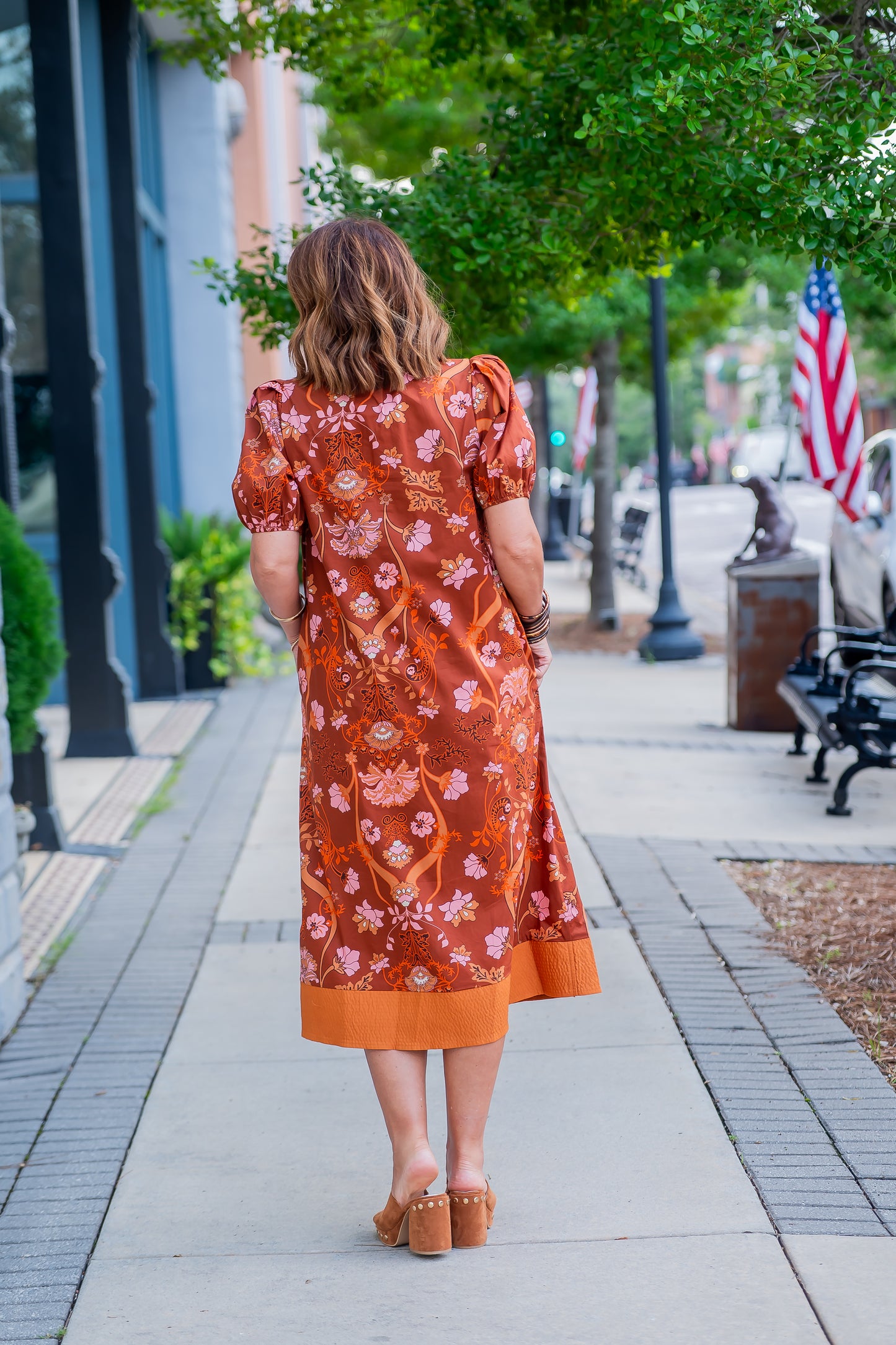 Katie Floral Dress-Terracotta