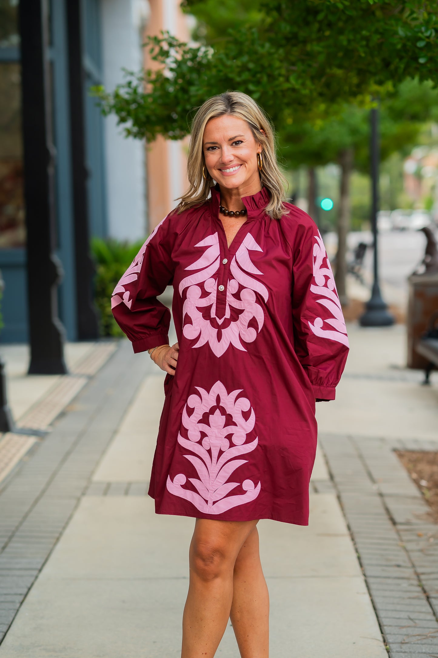 Monroe Shift Dress-Burgundy