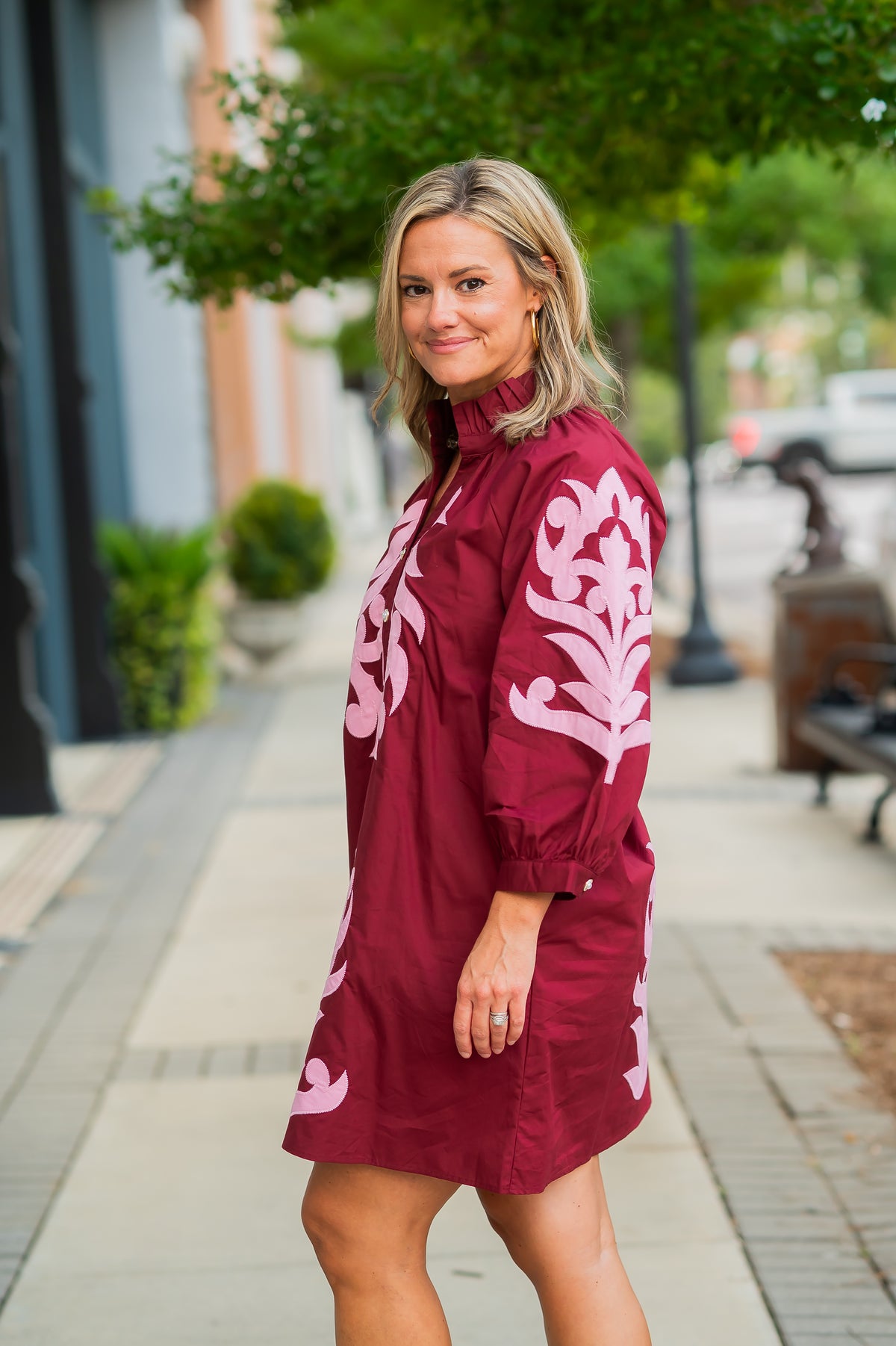 Monroe Shift Dress-Burgundy