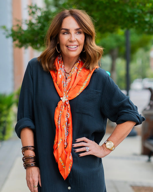 Lottie Paisley Print Scarf Orange