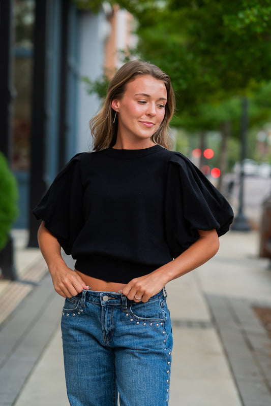Halo SS Sweater-Black