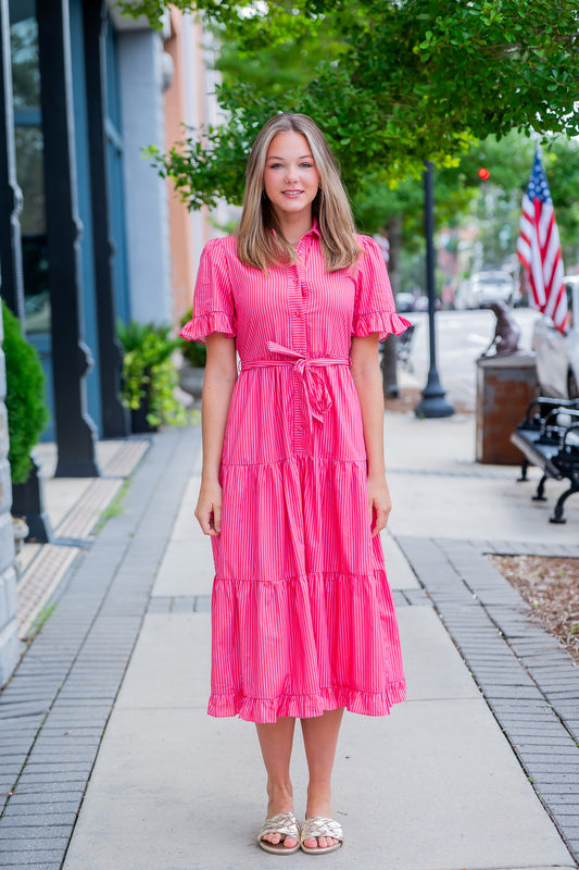 Ariana Pink Stripe Dress