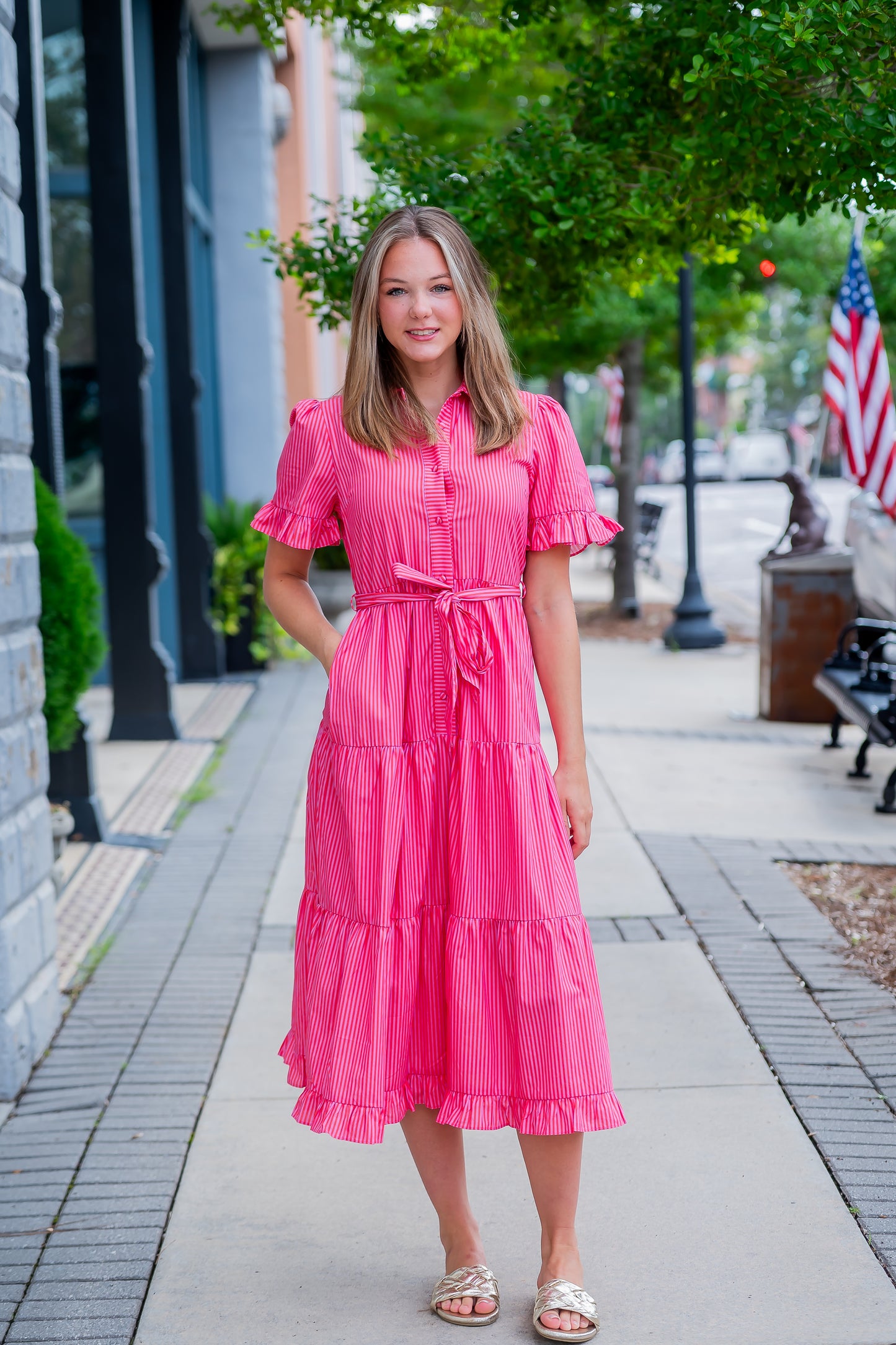Ariana Pink Stripe Dress