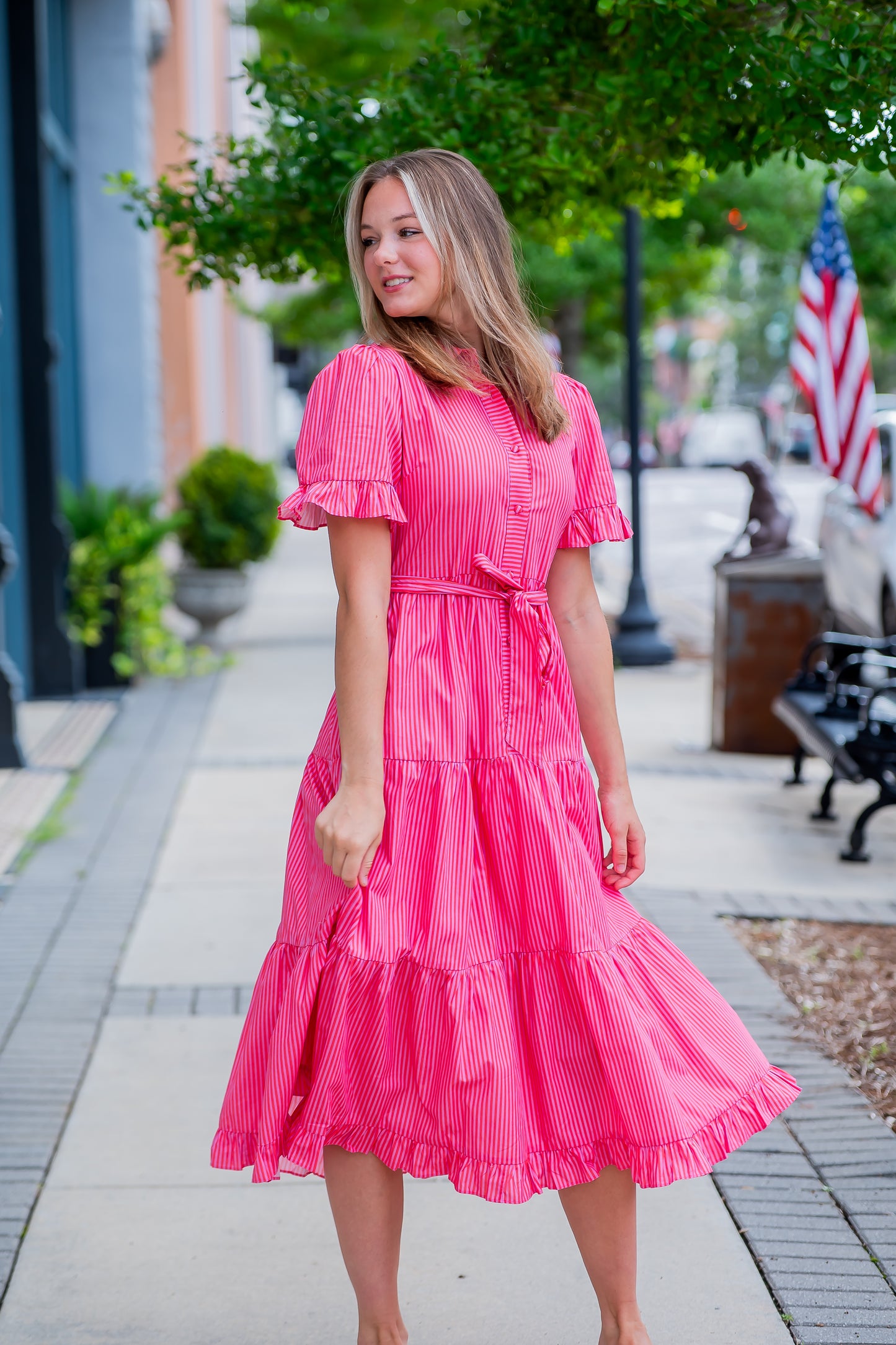 Ariana Pink Stripe Dress
