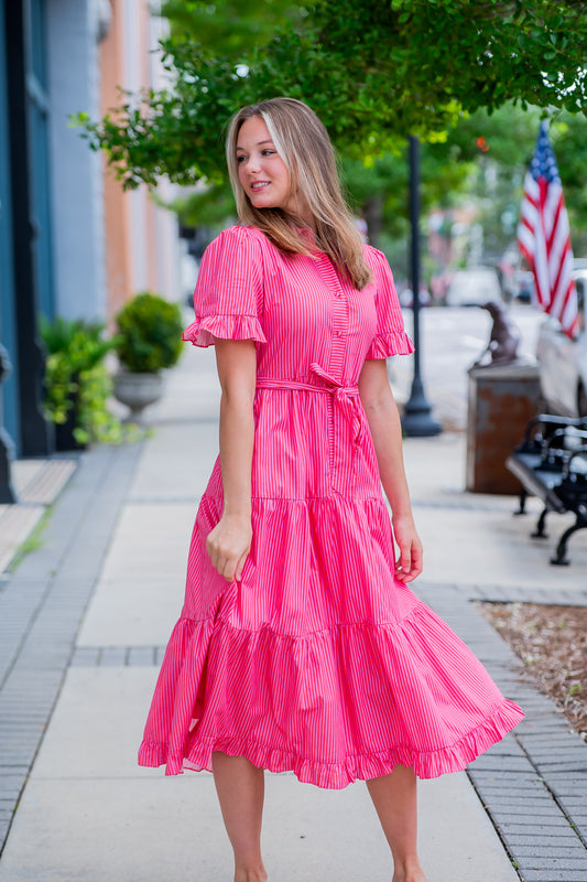 Ariana Pink Stripe Dress