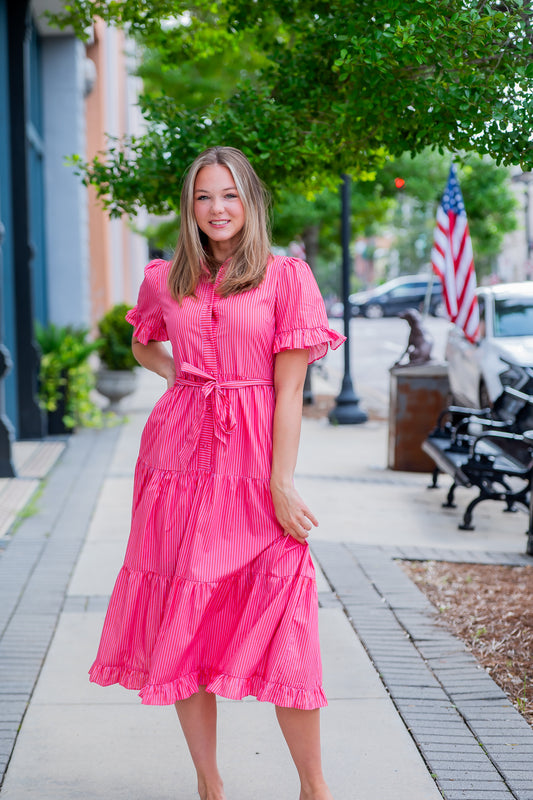 Ariana Pink Stripe Dress
