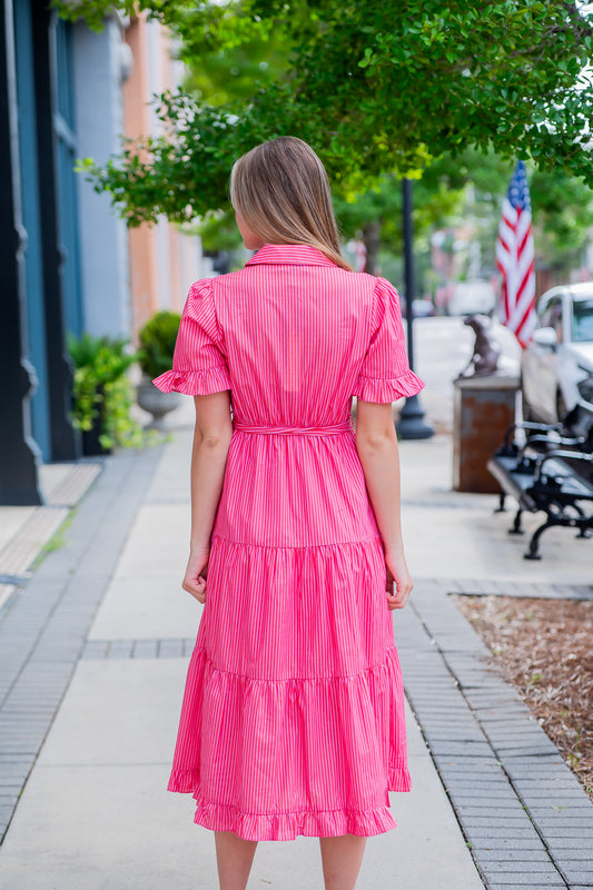Ariana Pink Stripe Dress