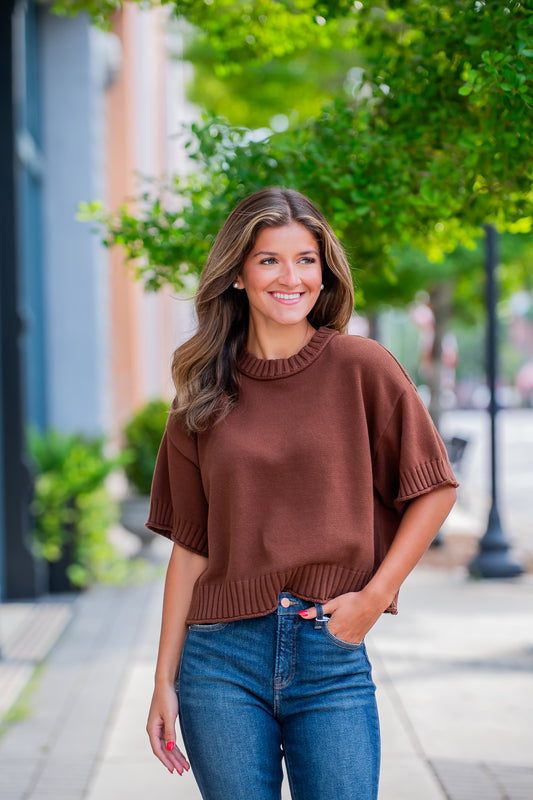Kayda SS Sweater-Brown