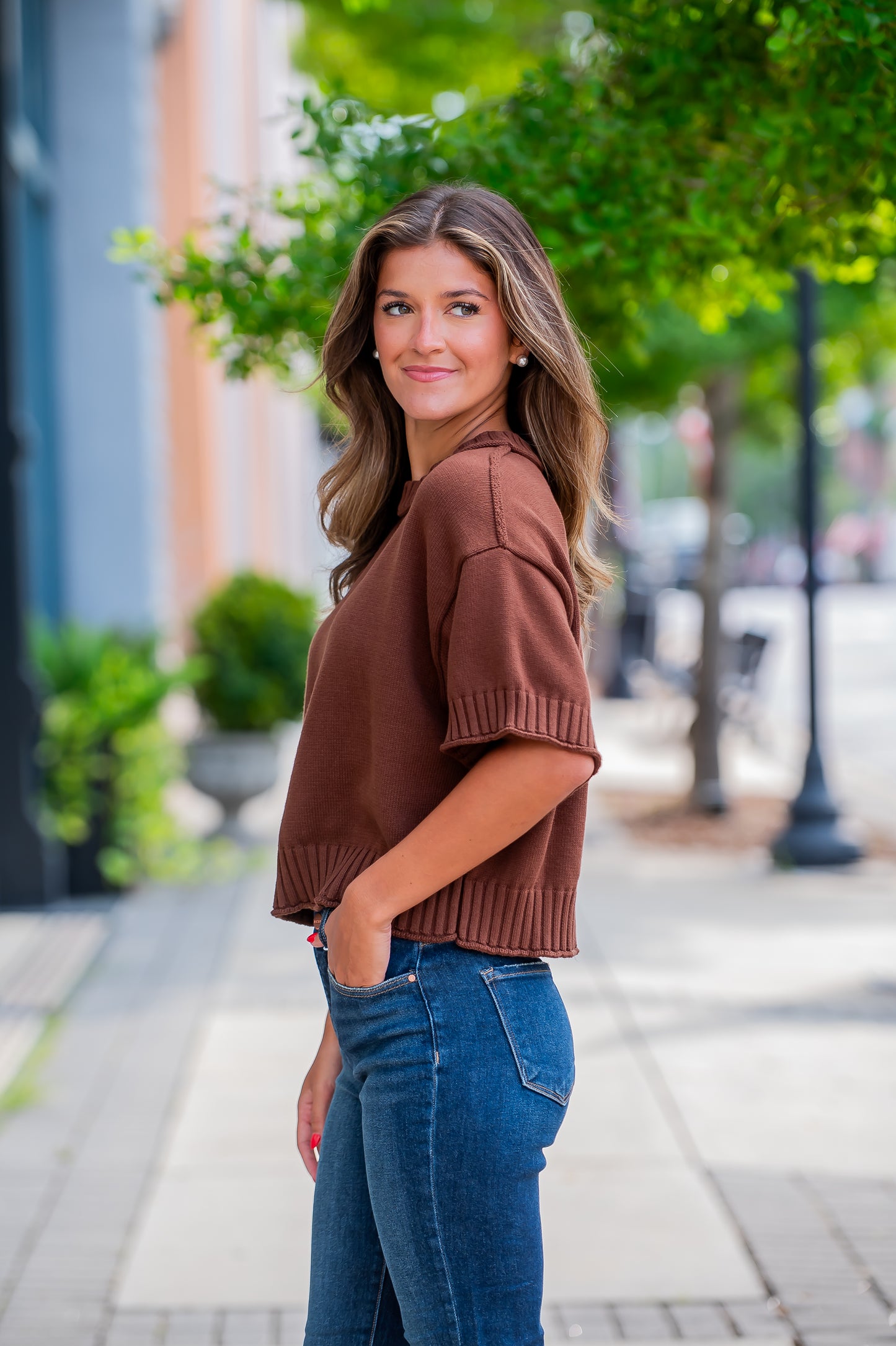 Kayda SS Sweater-Brown