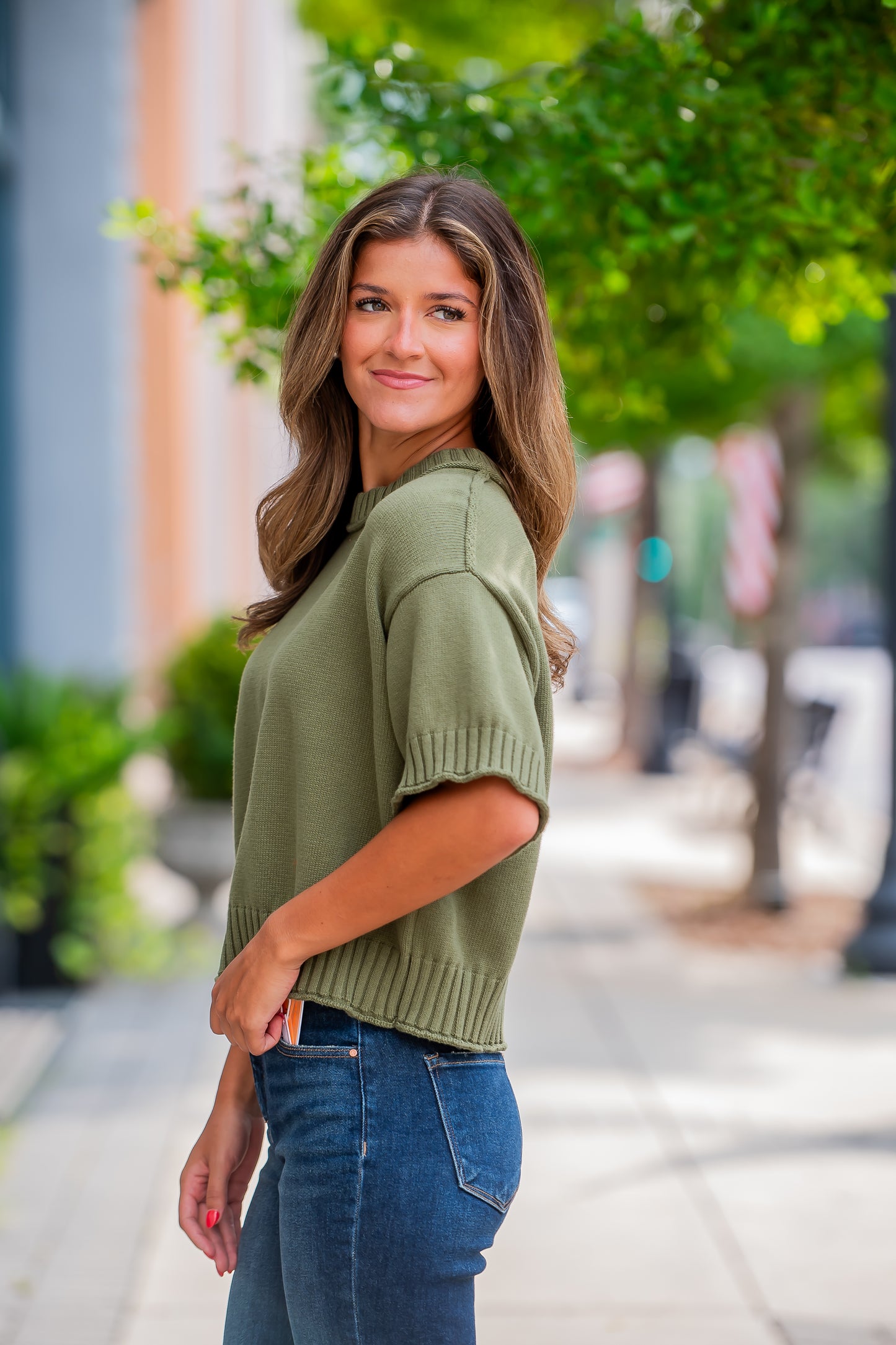 Kayda SS Sweater-Olive