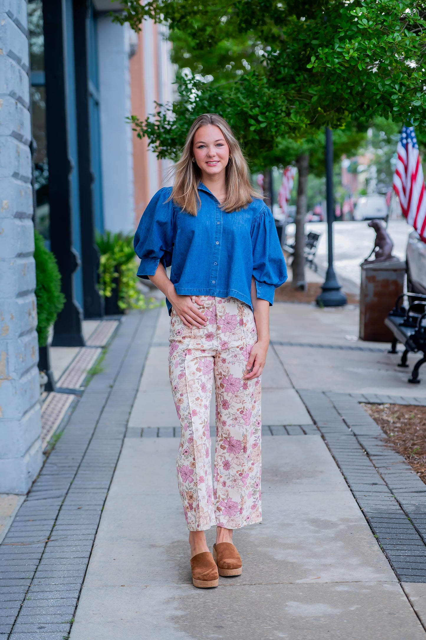Angela Light Floral Denim