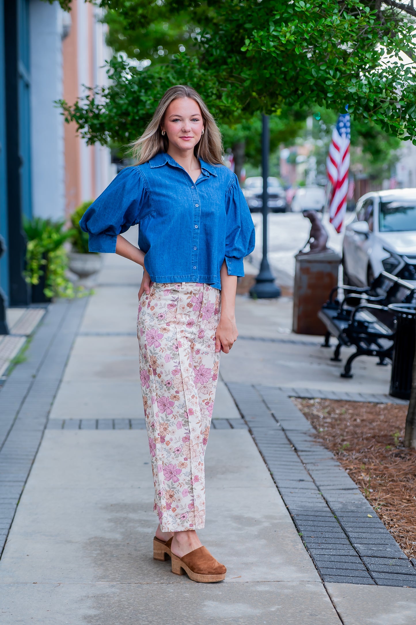 Angela Light Floral Denim