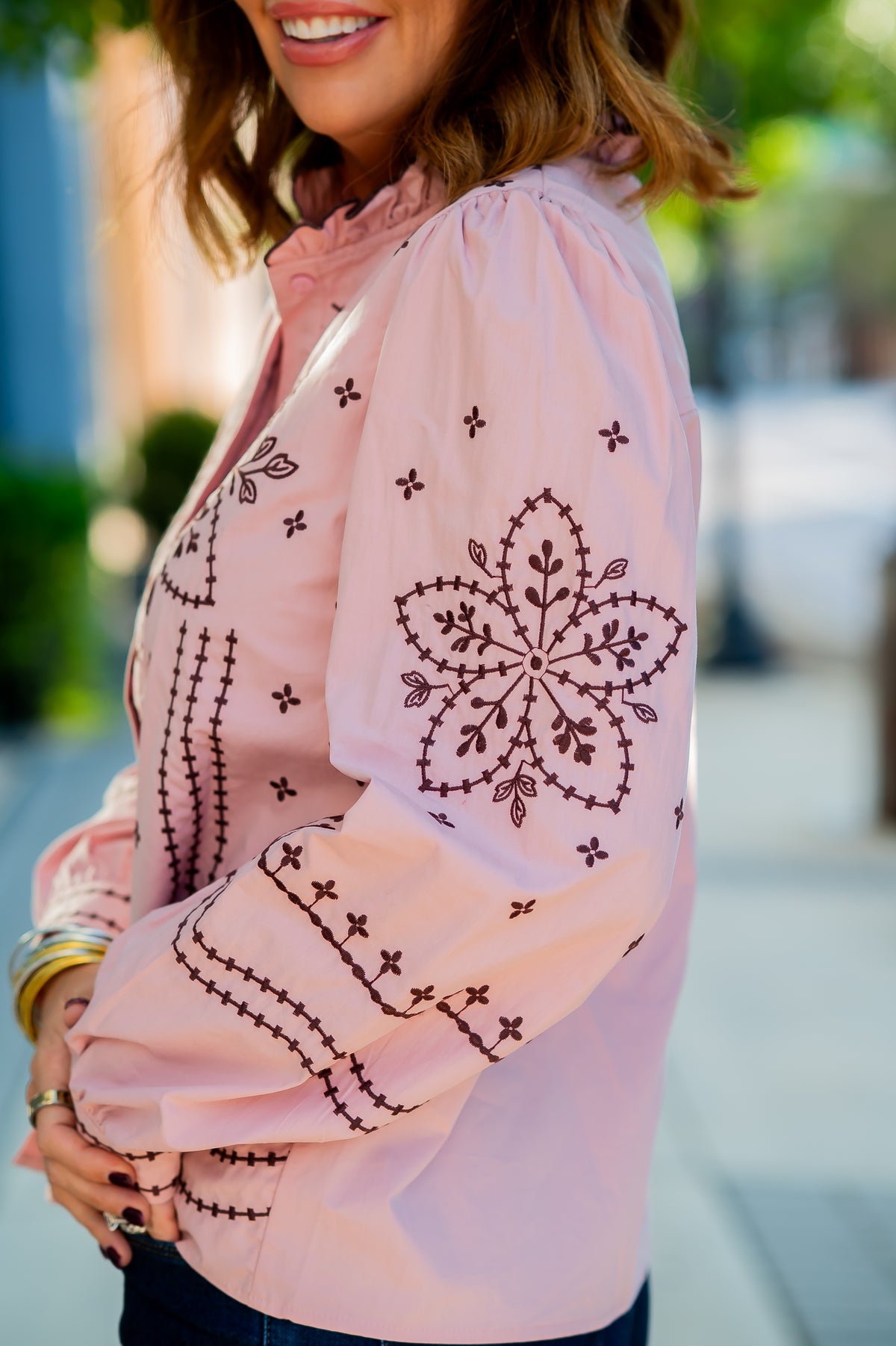 Cody Embroidered Top-Dusty Rose