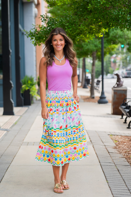 Kaleo Geometric Print Skirt