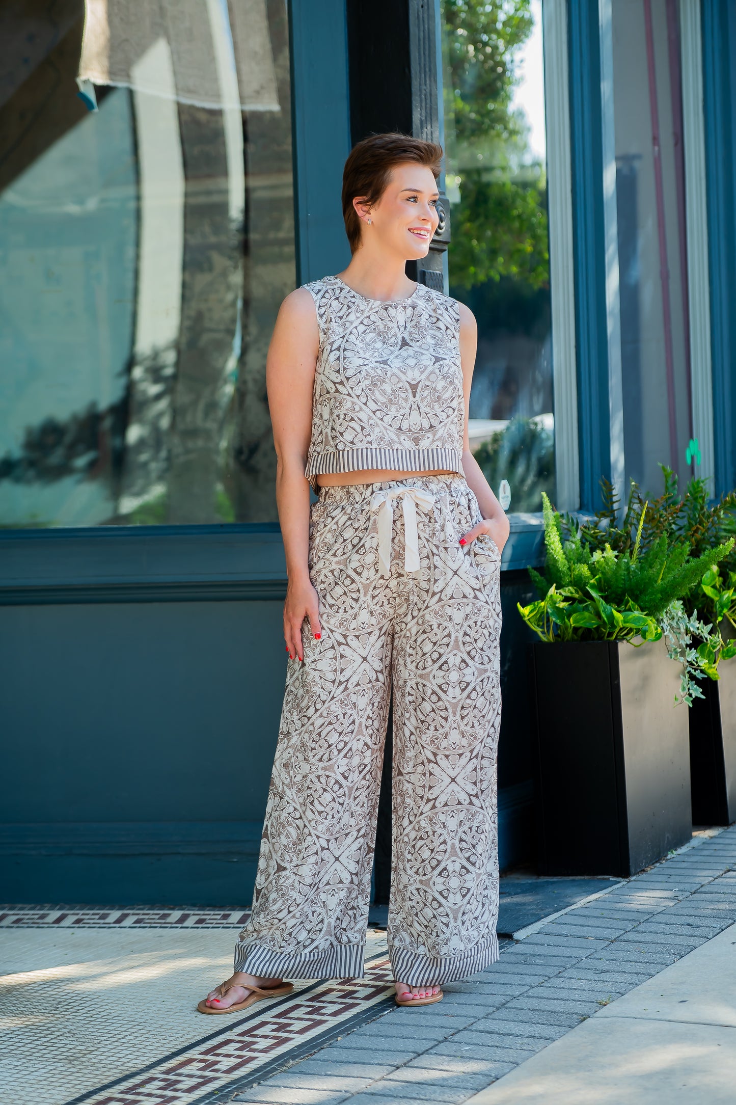 Maris Taupe Printed Top