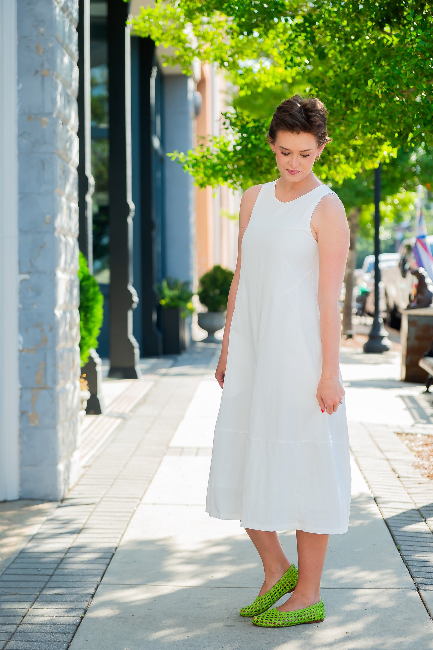Malta Sleeveless A-Line Dress-White