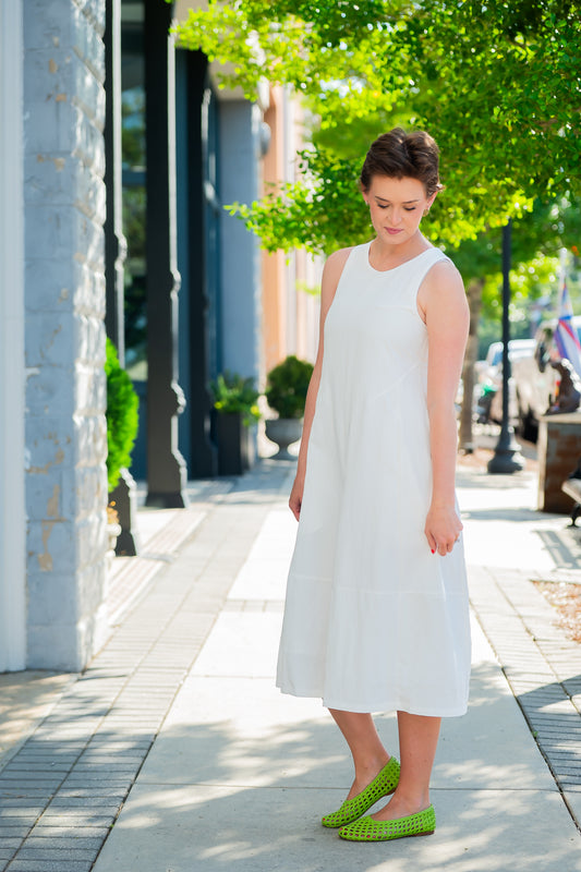 Malta Sleeveless A-Line Dress-White