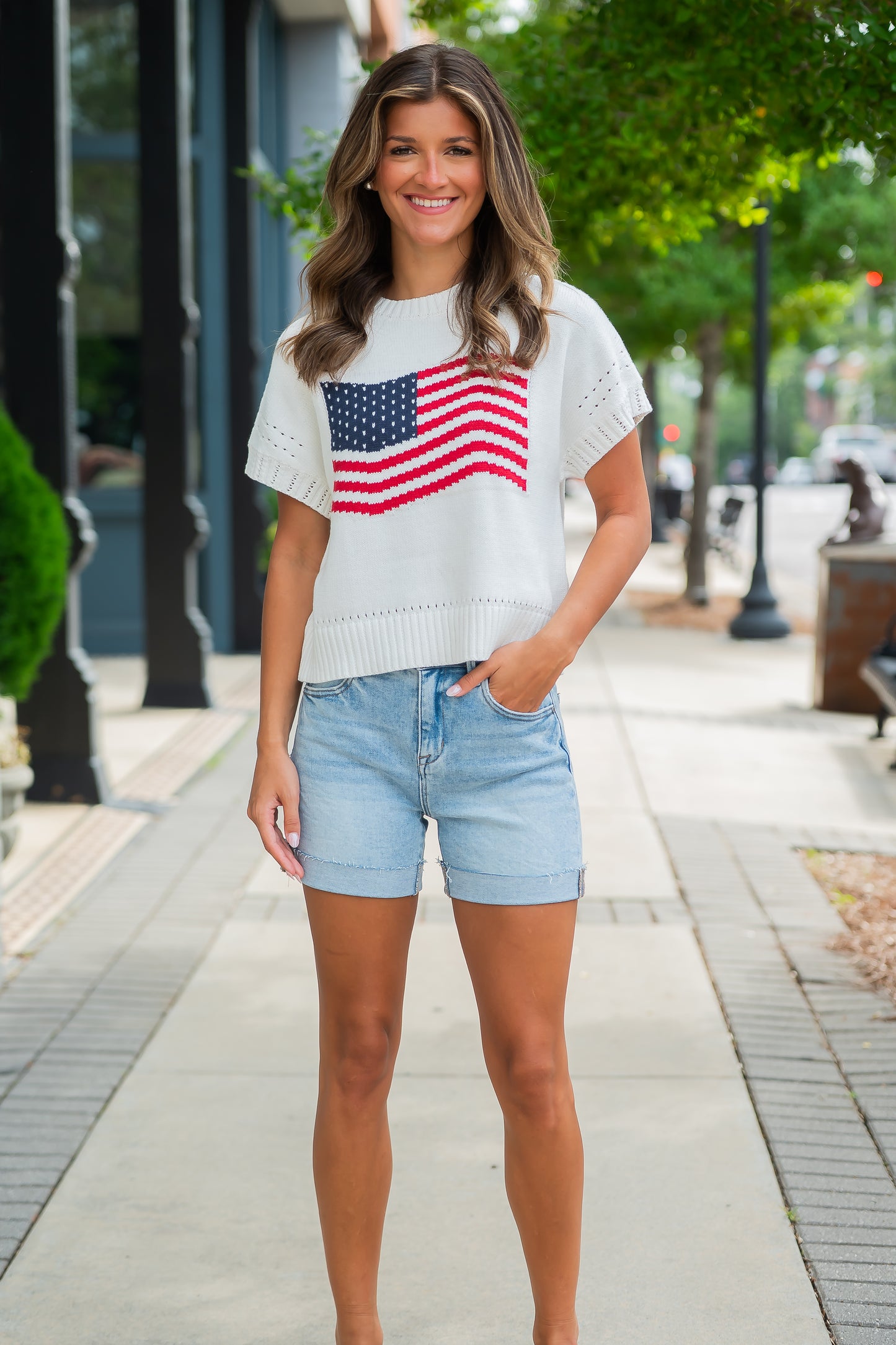American Flag Knit Top