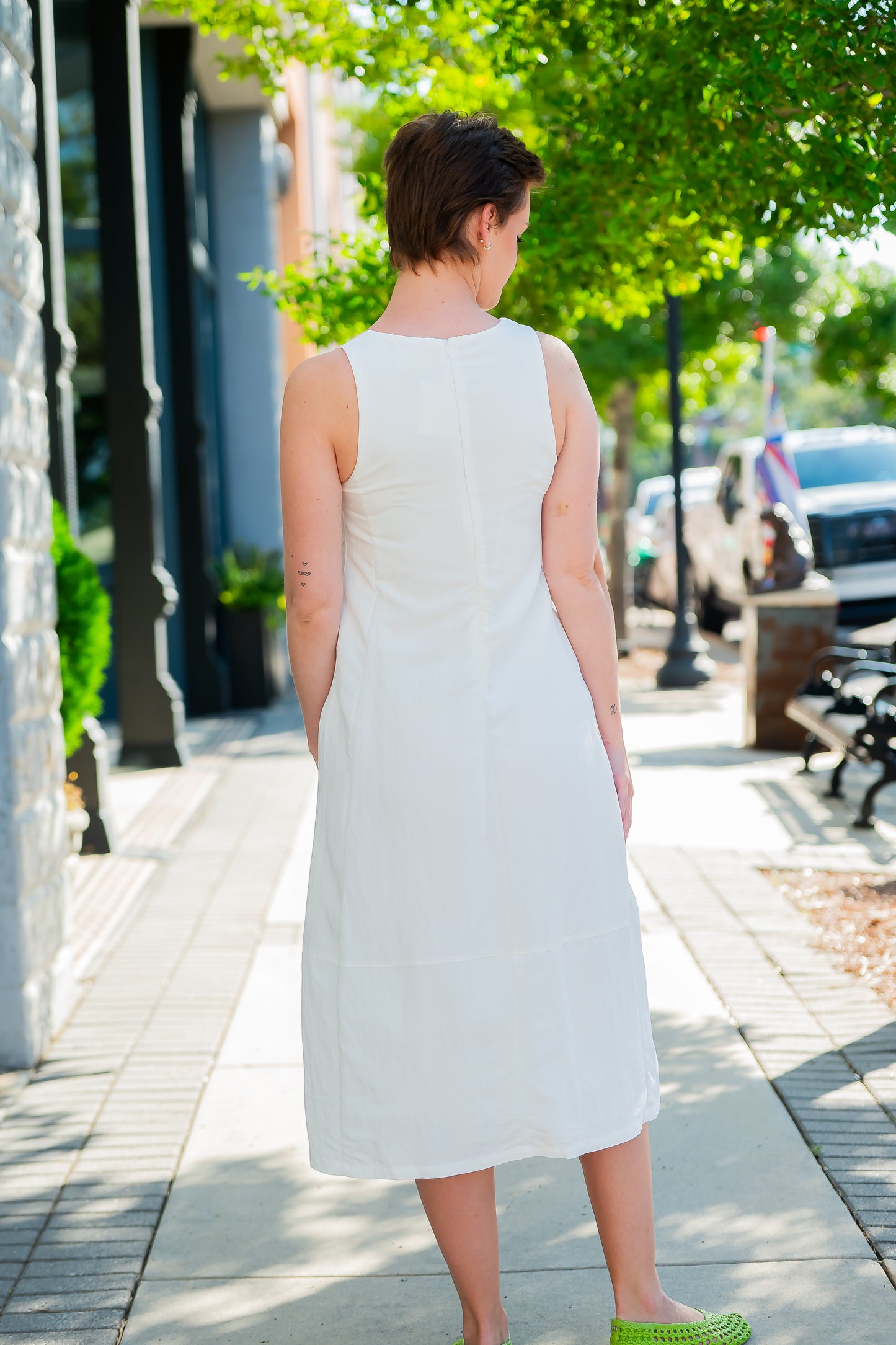 Malta Sleeveless A-Line Dress-White