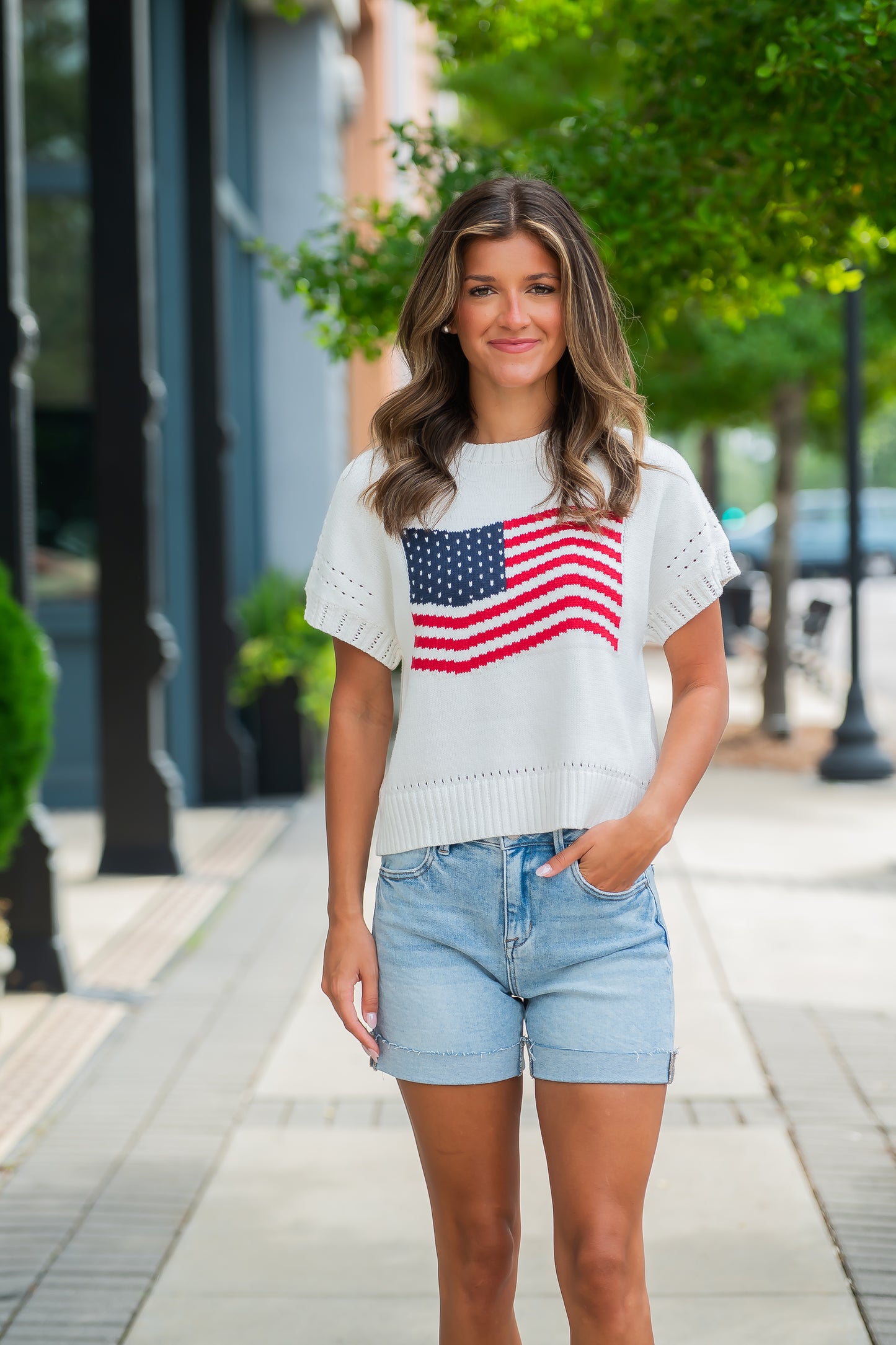 American Flag Knit Top