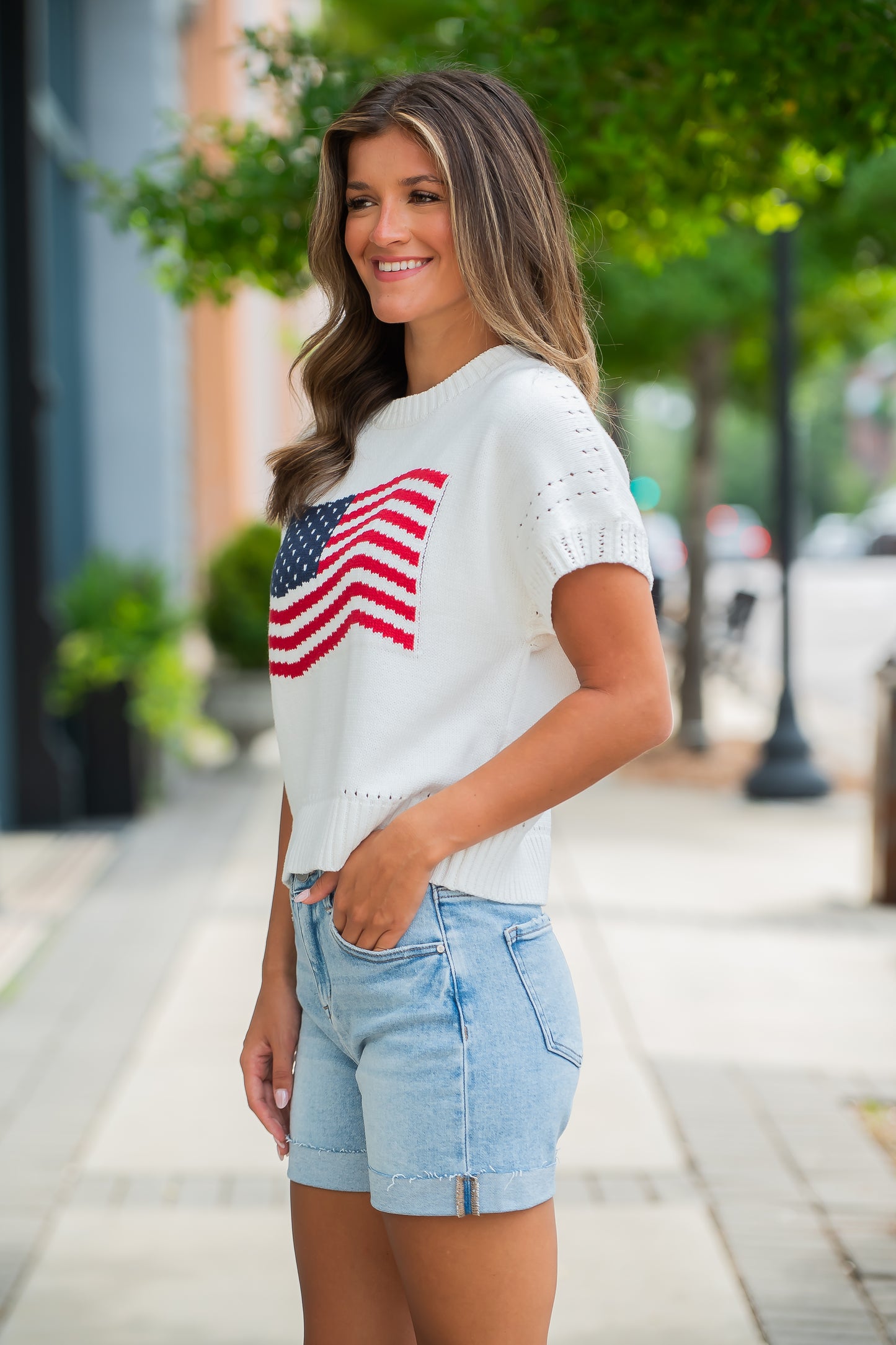 American Flag Knit Top
