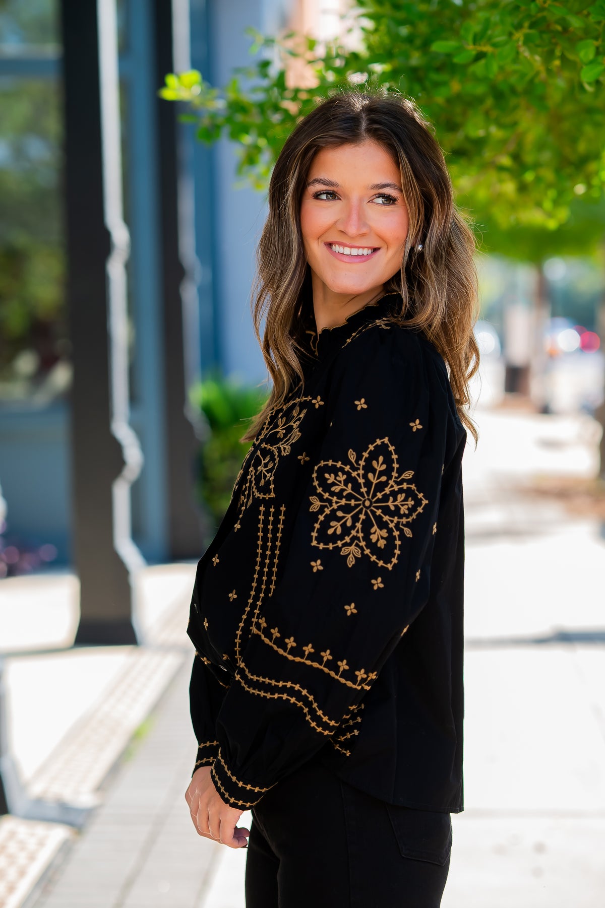 Cody Embroidered Top-Black
