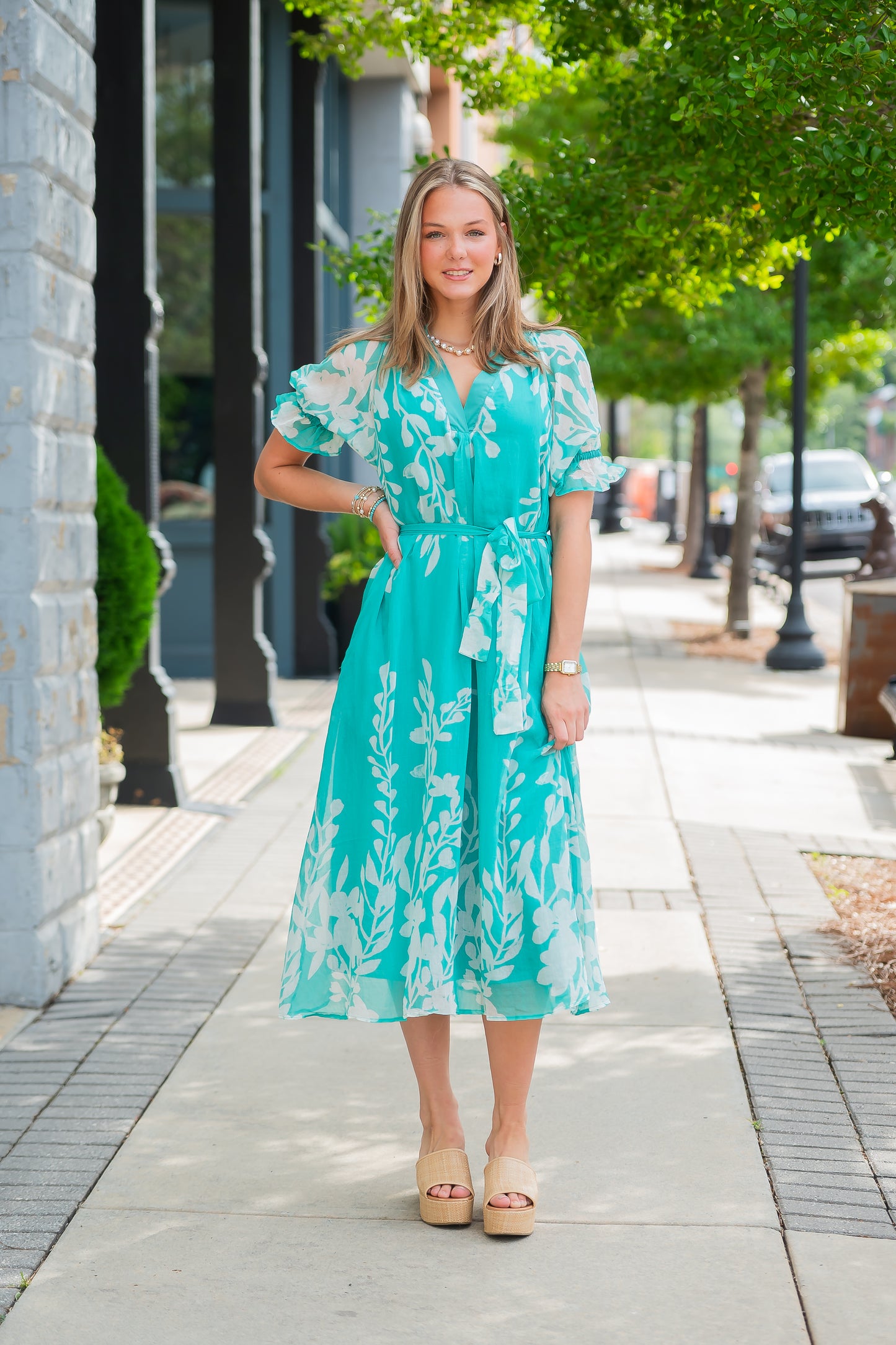 Bonnie Floral Dress-Jelly Mint