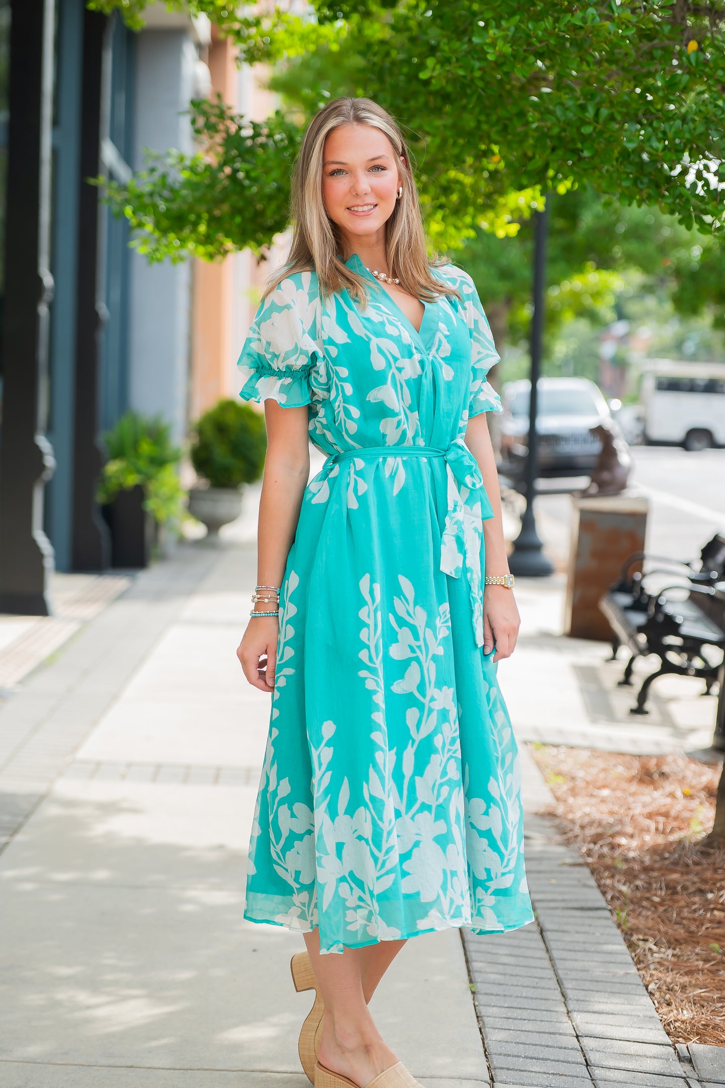 Bonnie Floral Dress-Jelly Mint