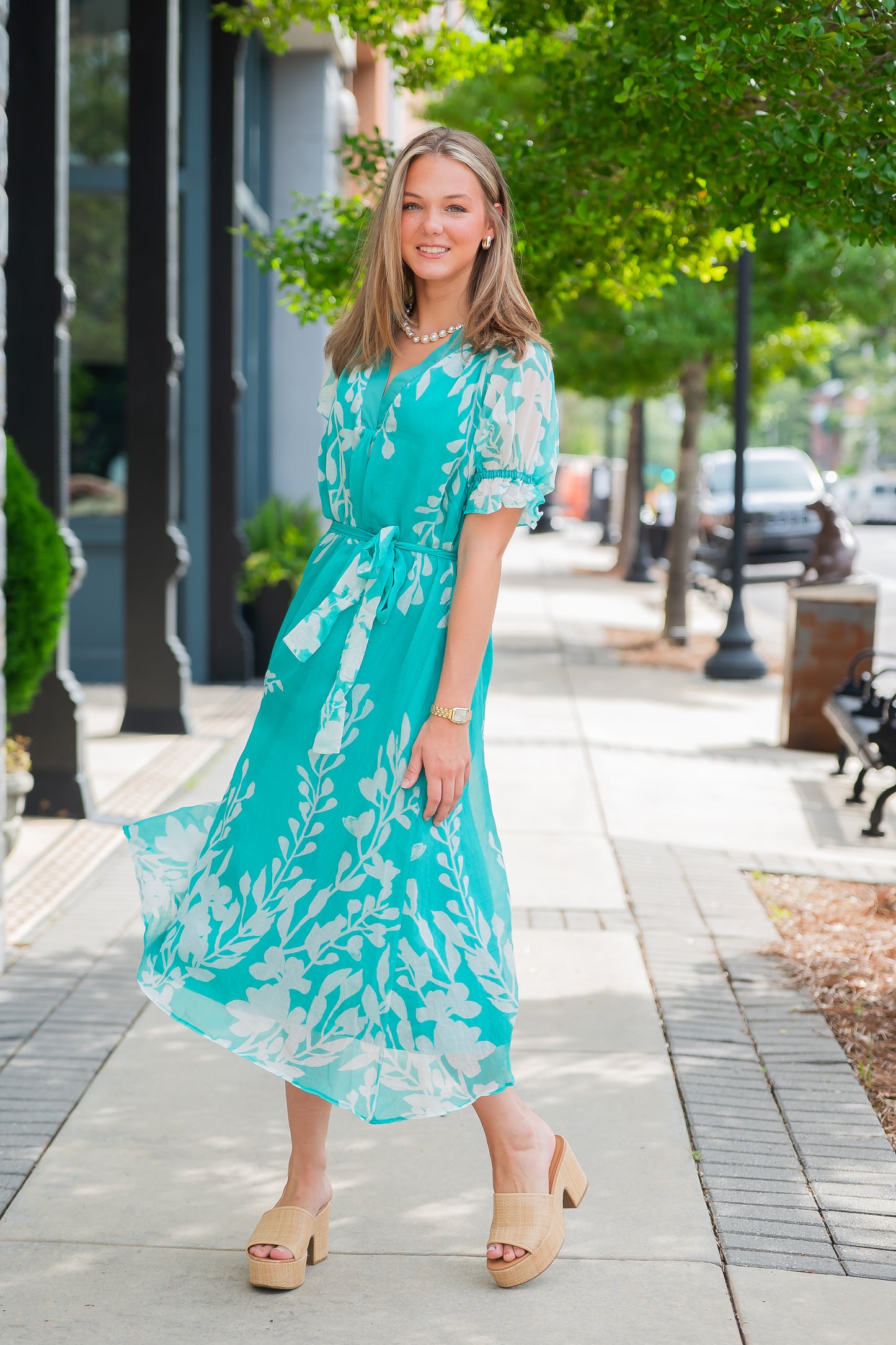 Bonnie Floral Dress-Jelly Mint