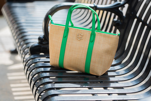 Georgie Mini Tote Natural Kelly Green