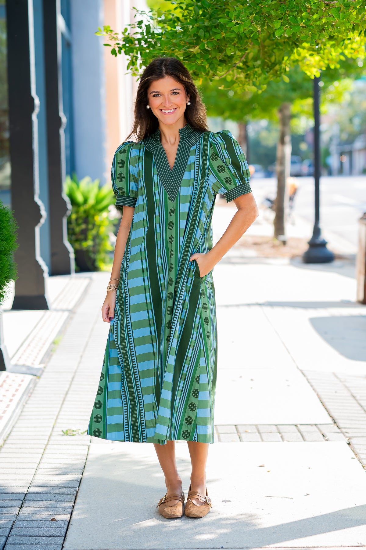 Loxley Abstract Dress-Olive