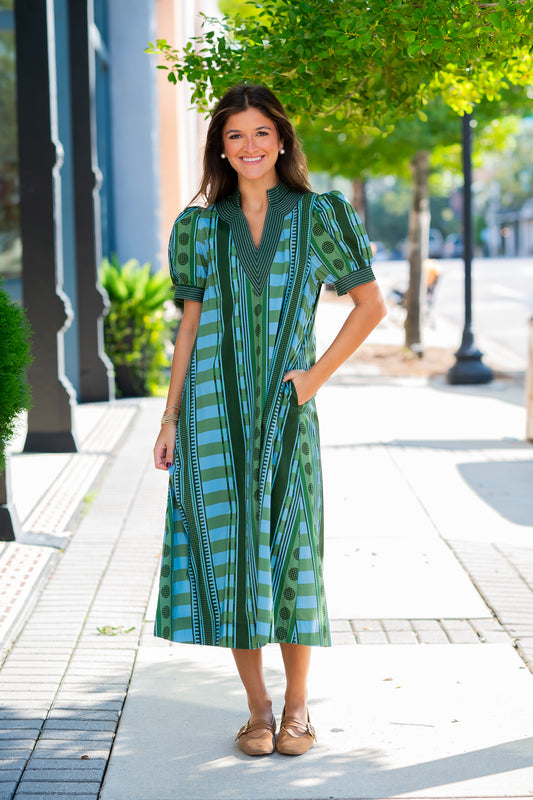 Loxley Abstract Dress-Olive