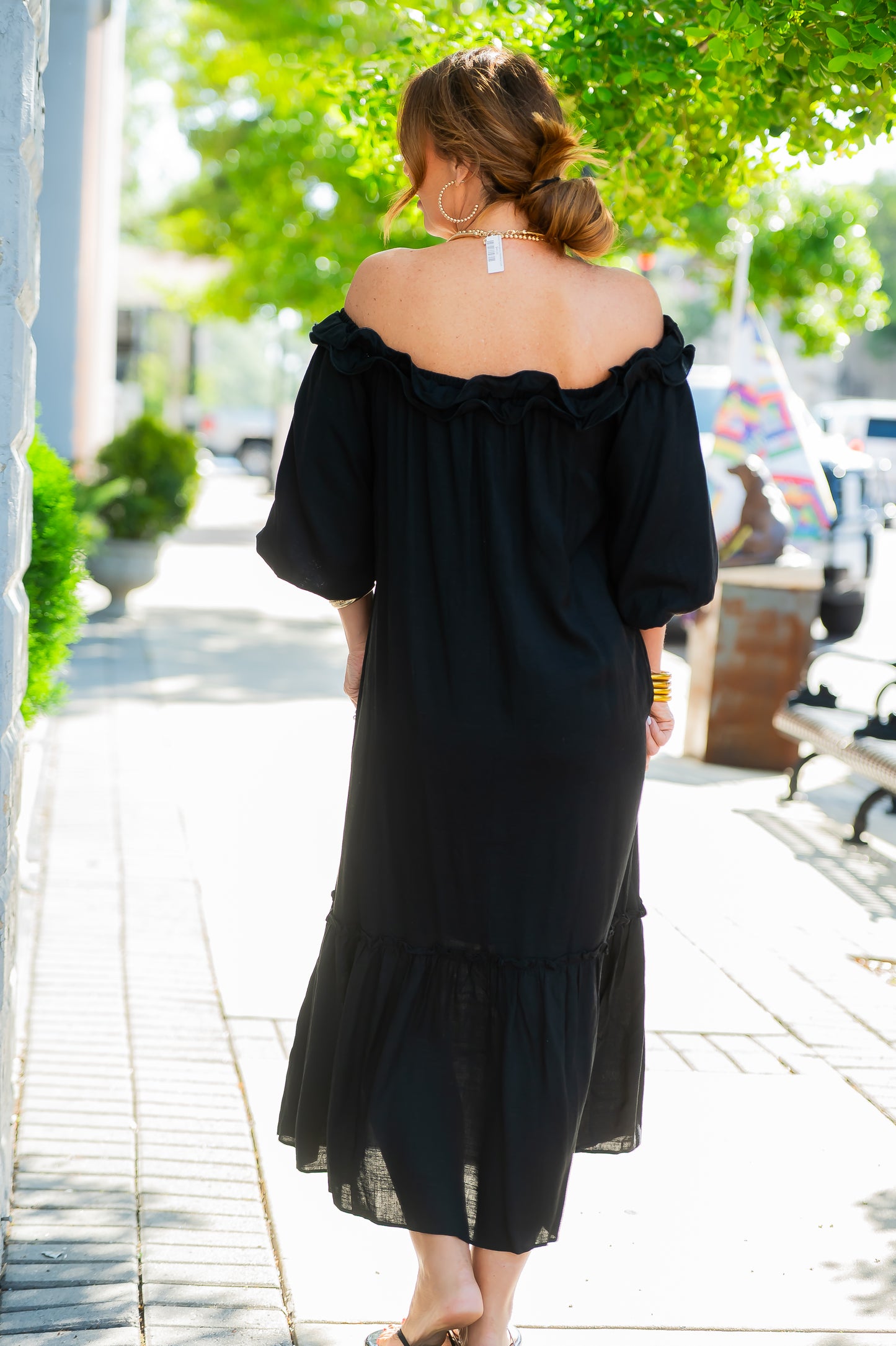 Harper Linen Ruffled Midi Dress