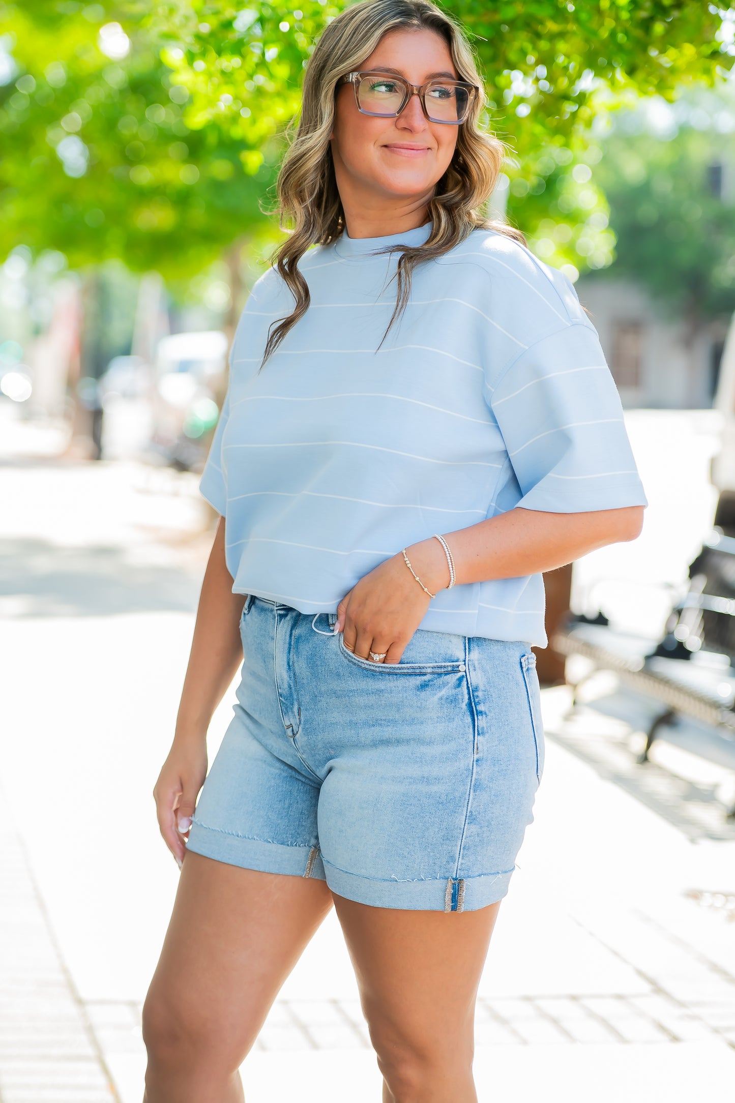 High Rise Cuffed Shorts