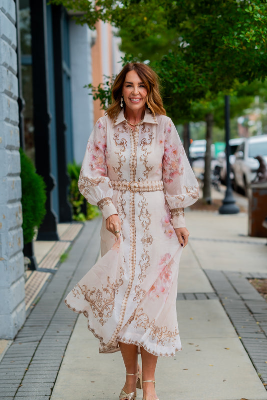Claiborne Floral Printed Belted Dress