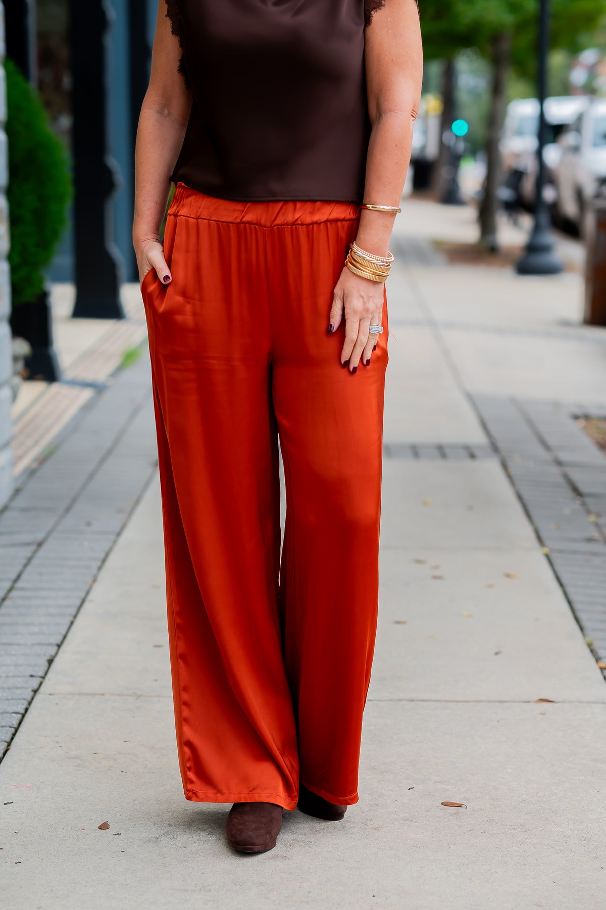 Verona Silky Pants-Rust