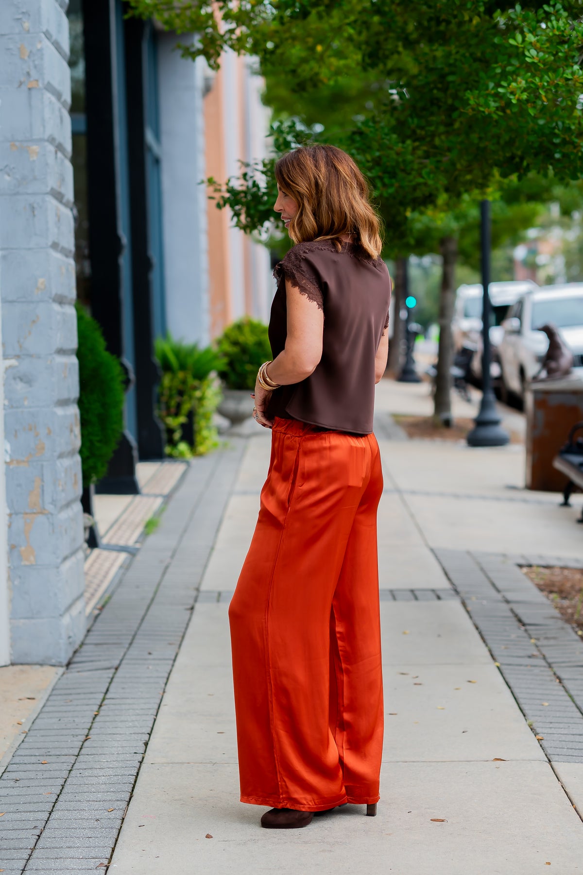 Verona Silky Pants-Rust