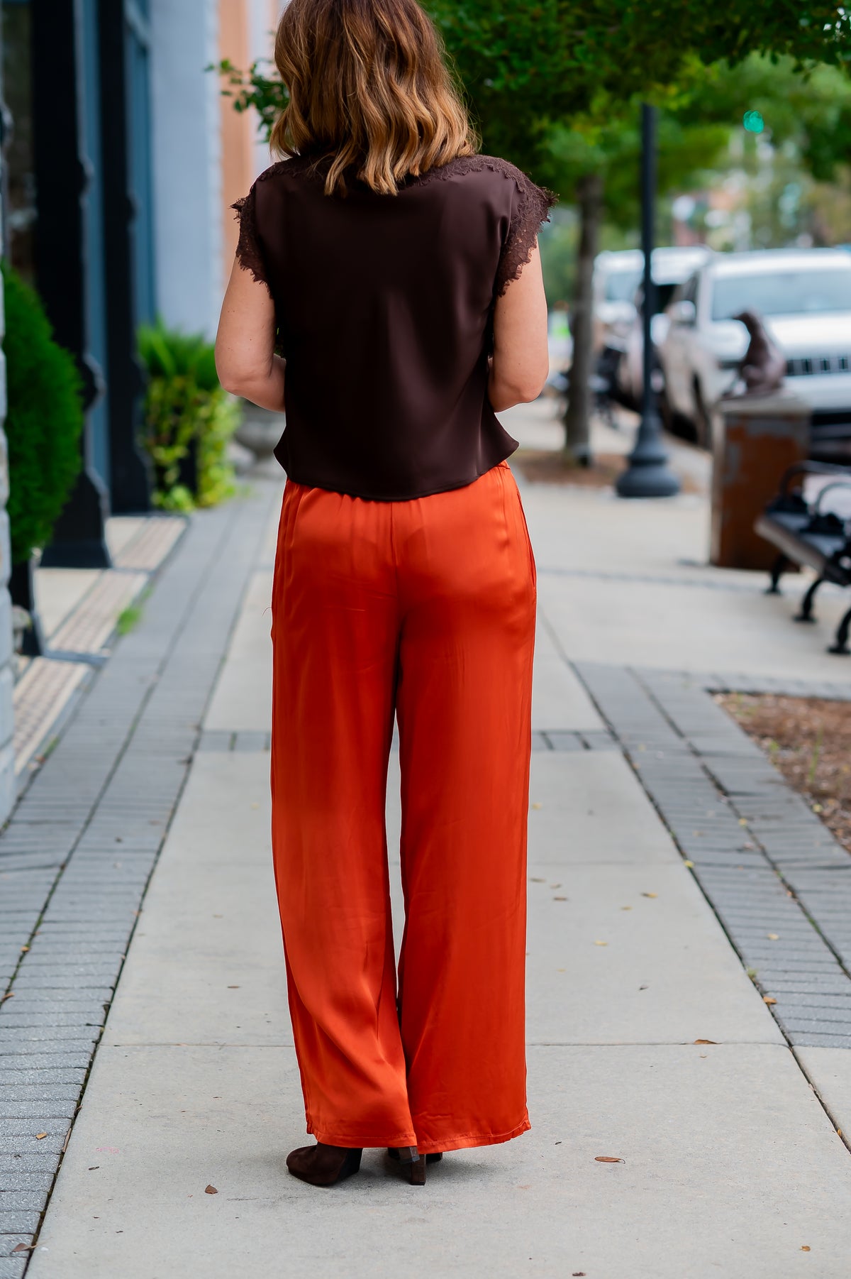 Verona Silky Pants-Rust