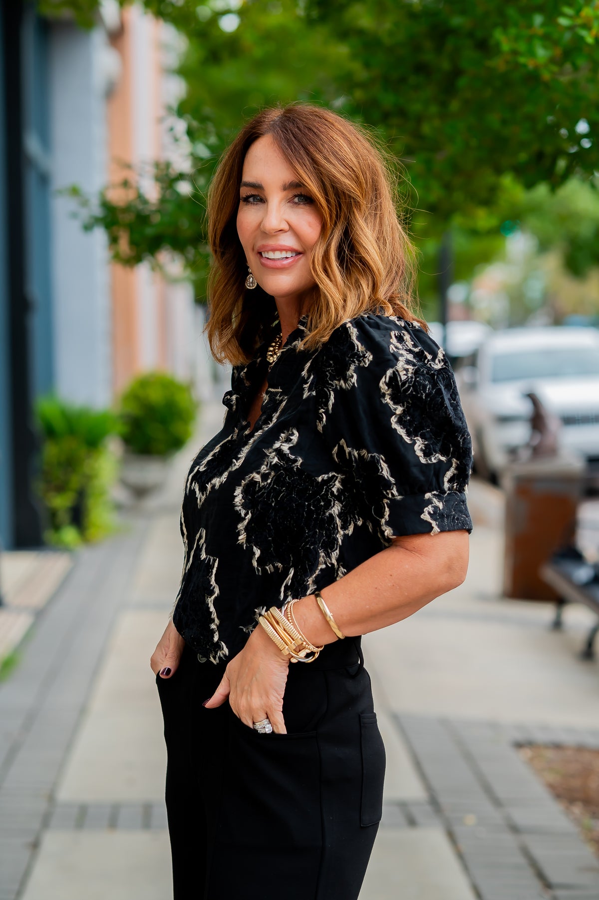 Dottie Textured Top-Black