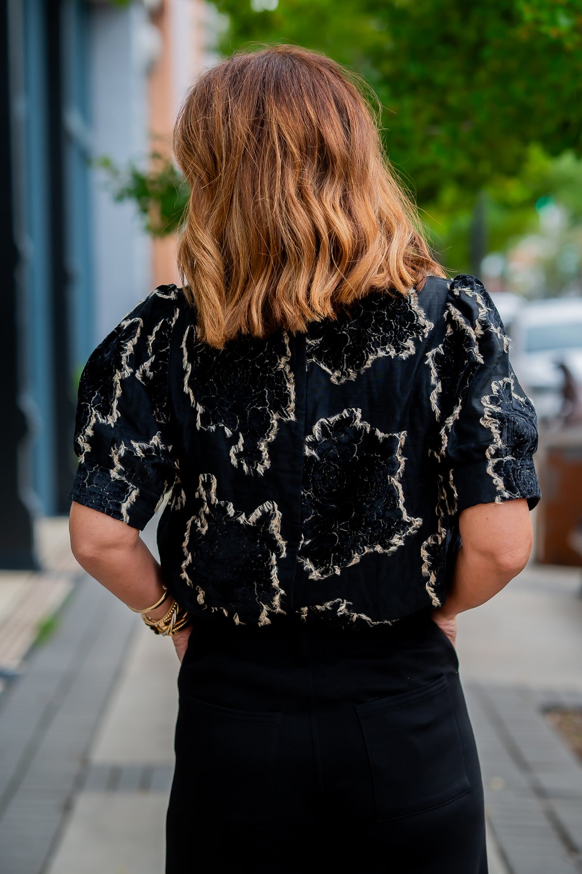Dottie Textured Top-Black