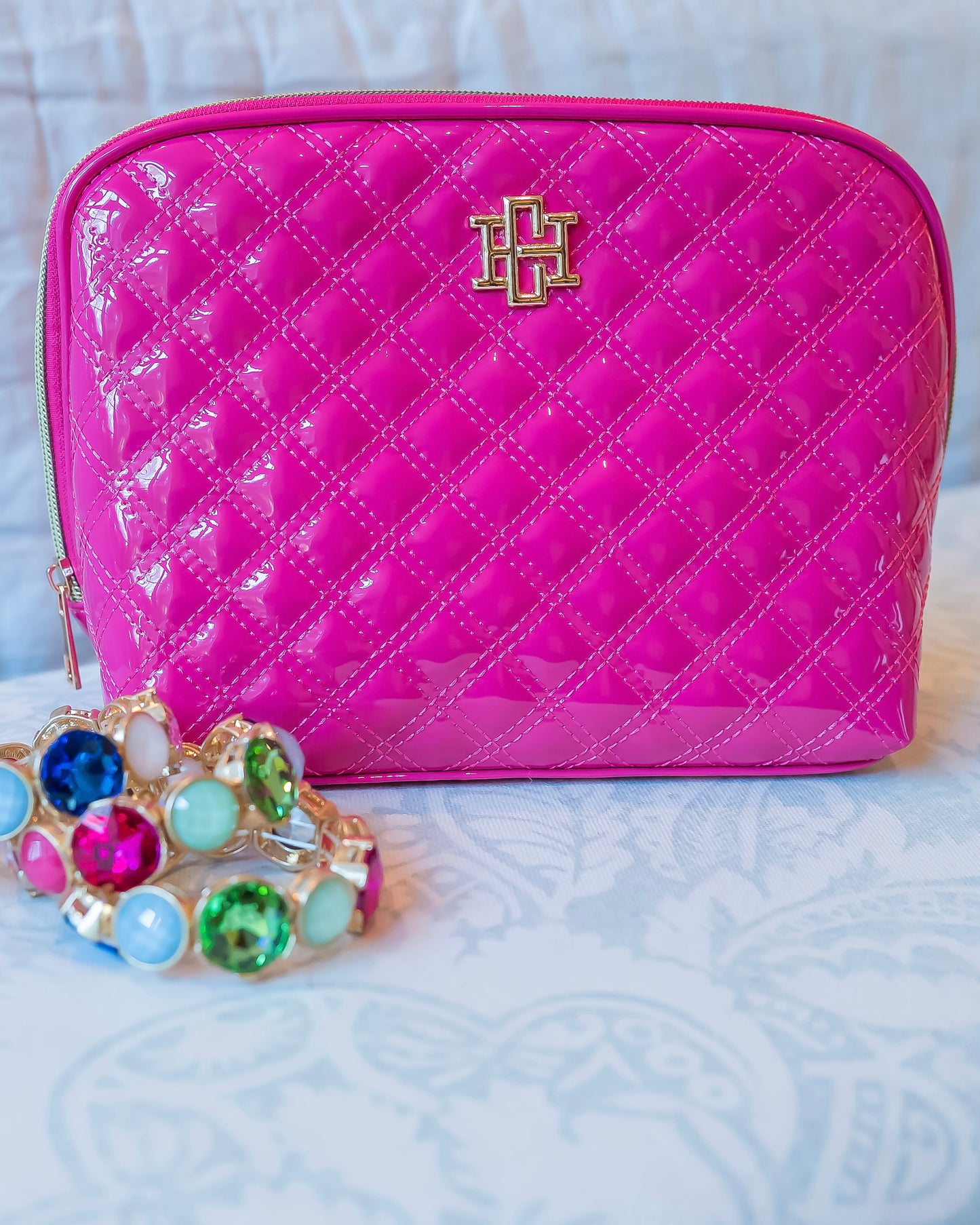 Capri Large Pouch Hot Pink Patent