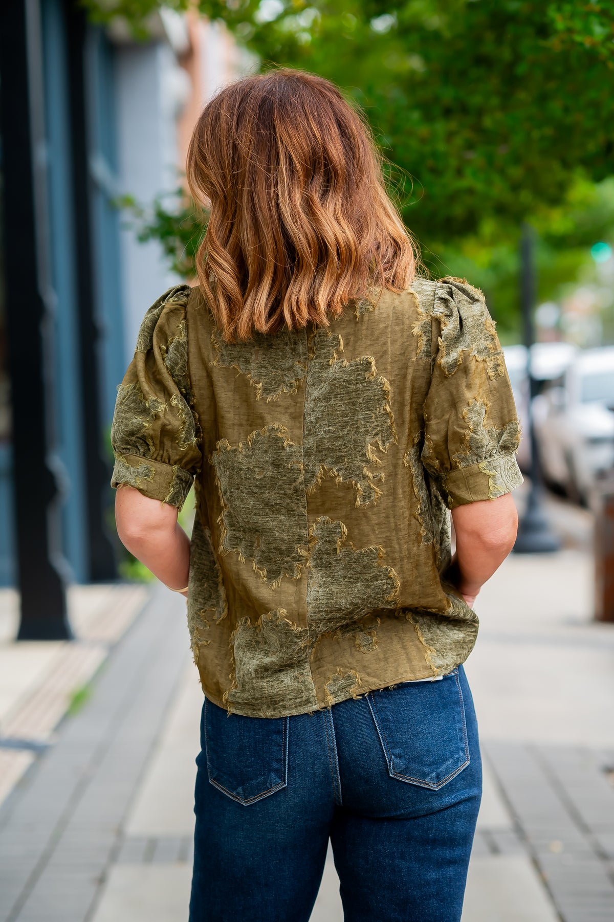 Dottie Textured Top-Olive