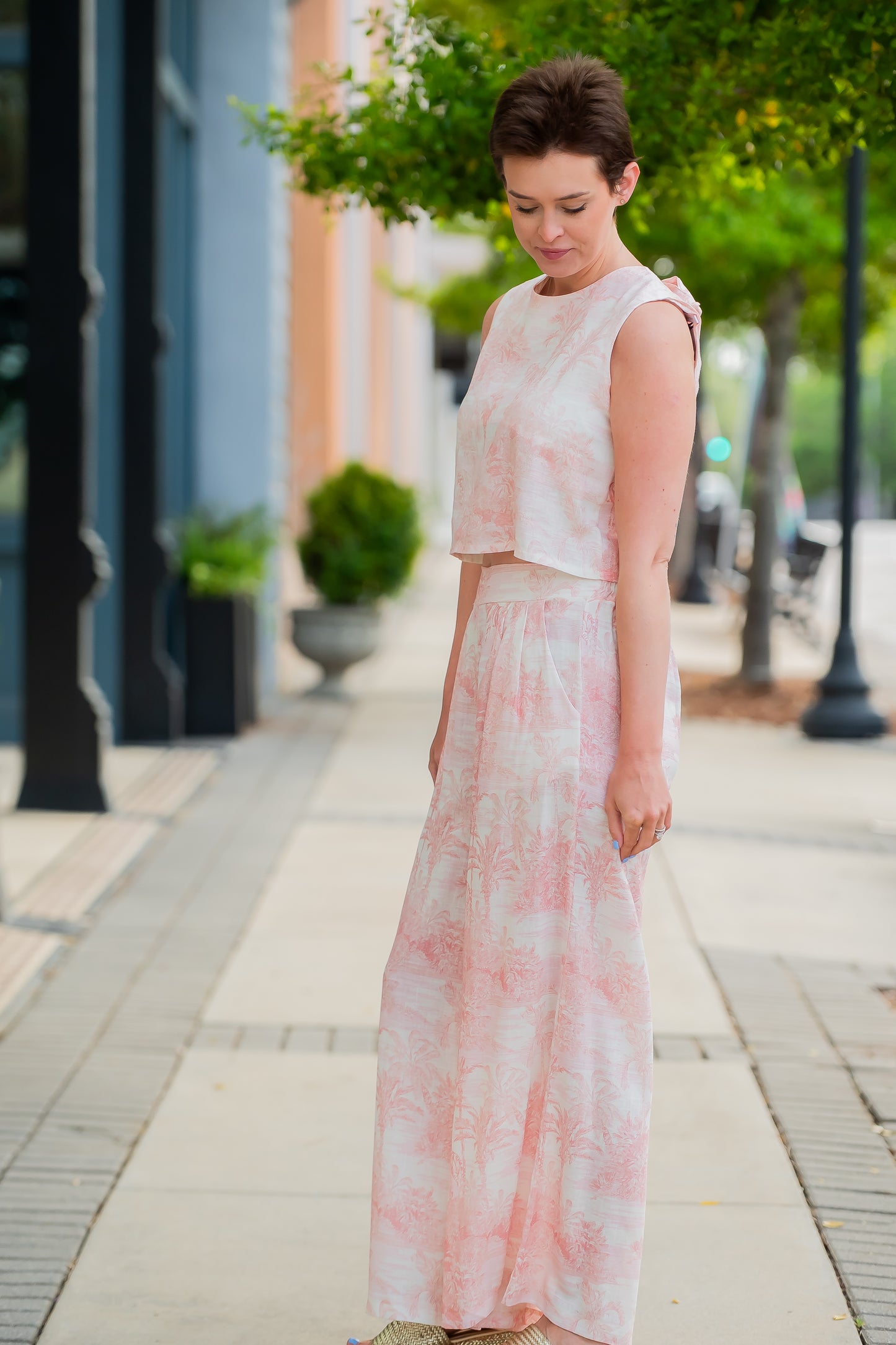 Peoria Island Print Top-Blush